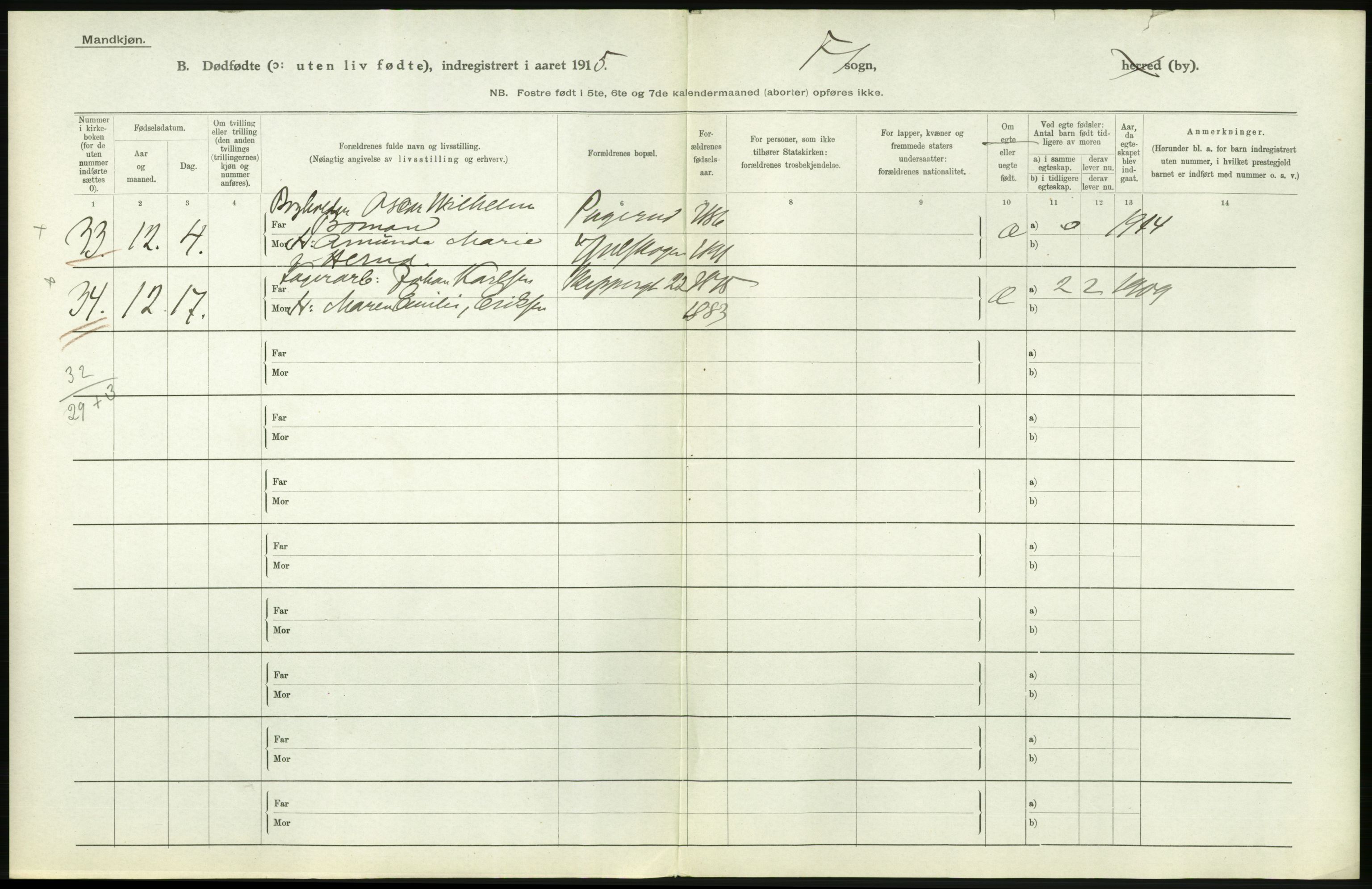 Statistisk sentralbyrå, Sosiodemografiske emner, Befolkning, RA/S-2228/D/Df/Dfb/Dfbe/L0010: Kristiania: Døde, dødfødte., 1915, p. 514