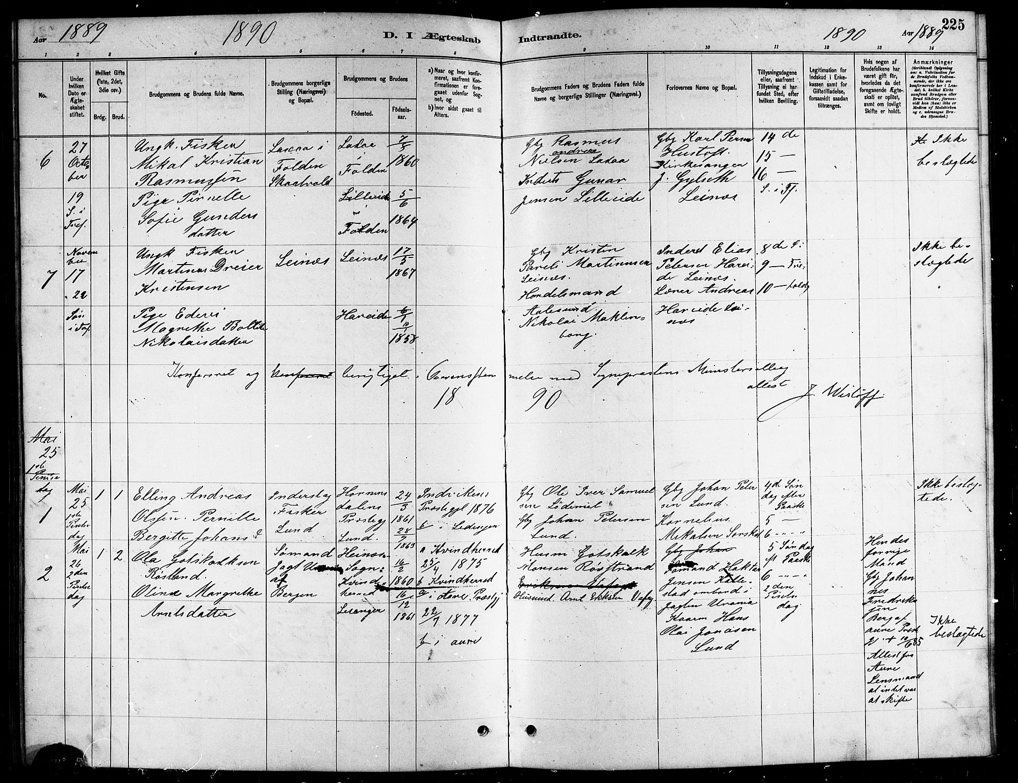 Ministerialprotokoller, klokkerbøker og fødselsregistre - Nordland, AV/SAT-A-1459/857/L0828: Parish register (copy) no. 857C03, 1879-1908, p. 225