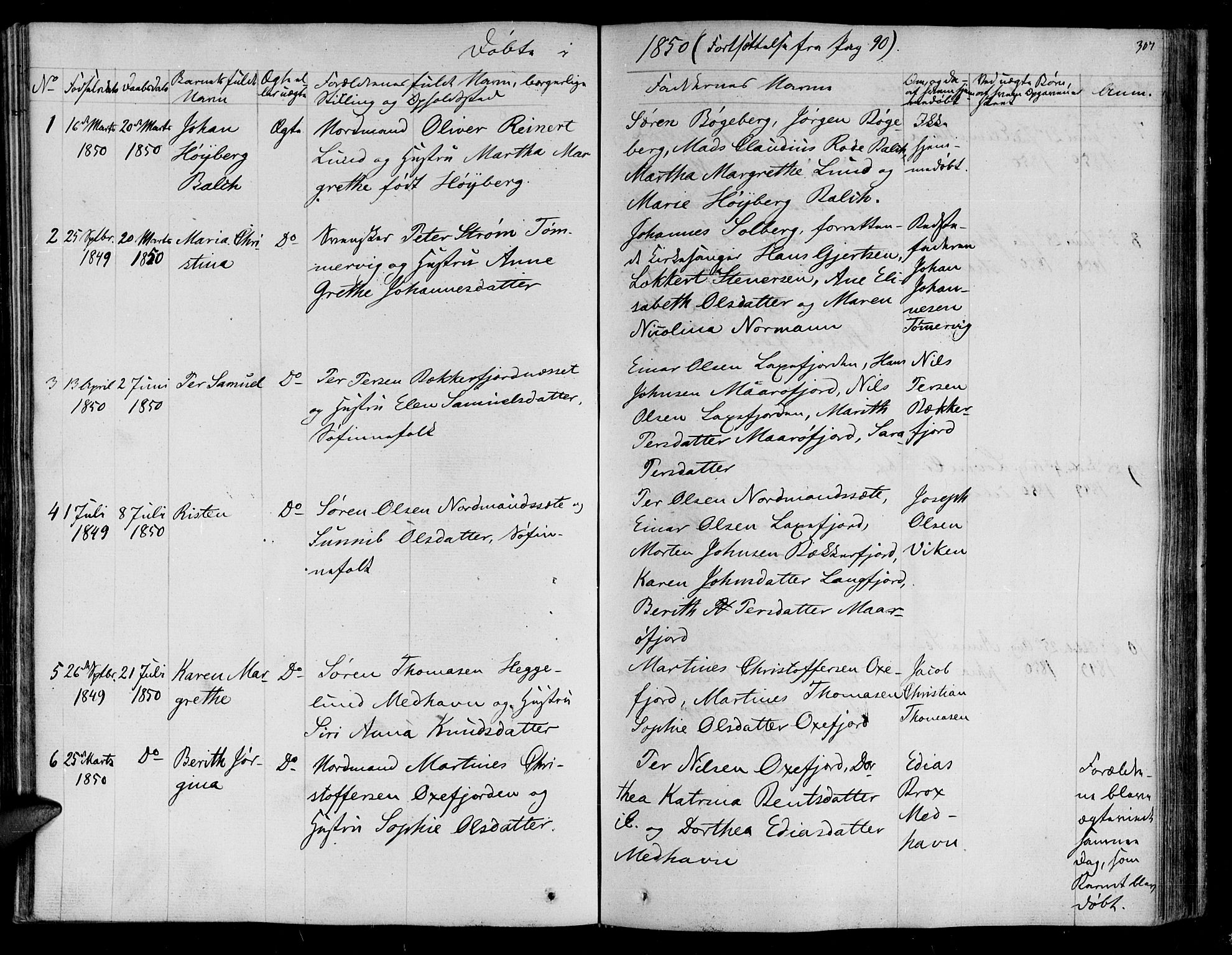 Lebesby sokneprestkontor, SATØ/S-1353/H/Ha/L0003kirke: Parish register (official) no. 3, 1833-1852, p. 307