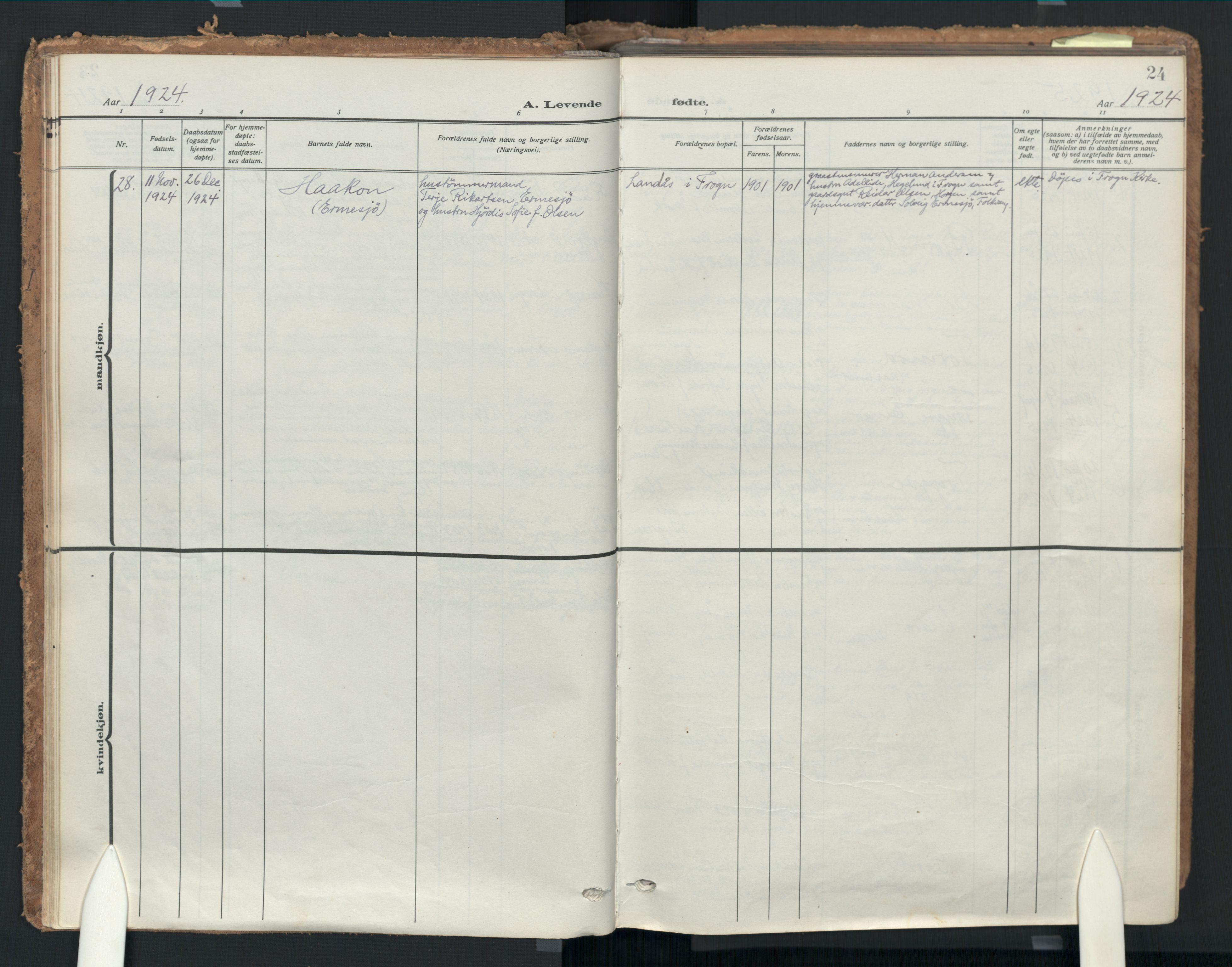 Drøbak prestekontor Kirkebøker, SAO/A-10142a/F/Fc/L0004: Parish register (official) no. III 4, 1919-1935, p. 24