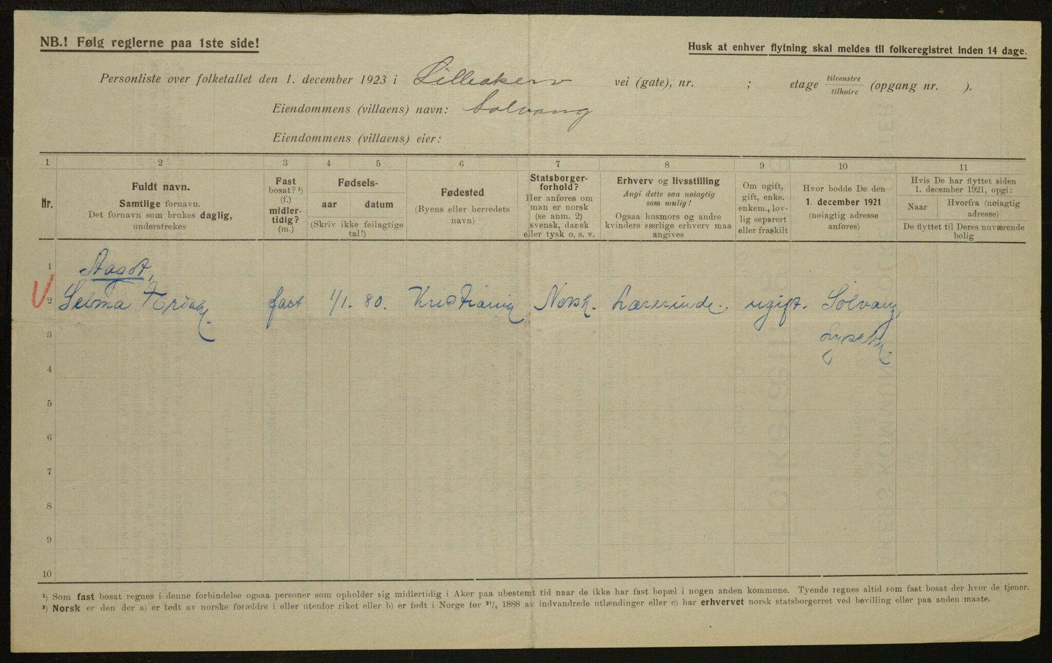 , Municipal Census 1923 for Aker, 1923, p. 4498