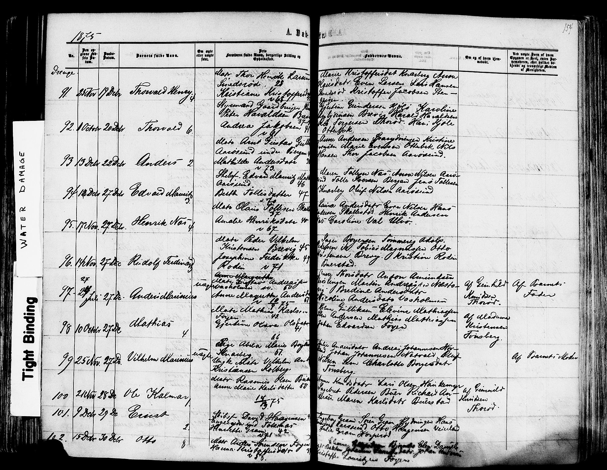 Nøtterøy kirkebøker, AV/SAKO-A-354/F/Fa/L0007: Parish register (official) no. I 7, 1865-1877, p. 154