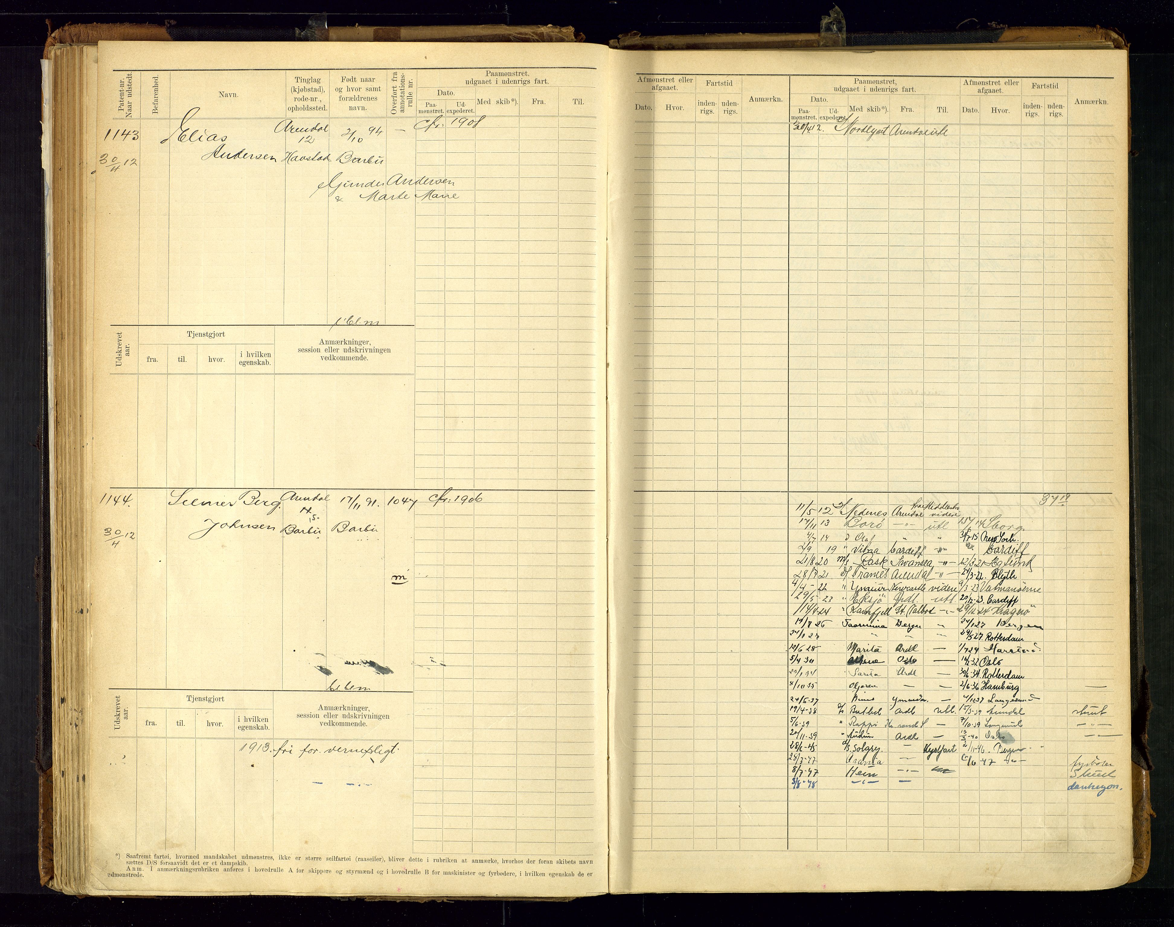 Arendal mønstringskrets, SAK/2031-0012/F/Fb/L0021: Hovedrulle A nr 969-1465, S-19, 1910-1914, p. 92