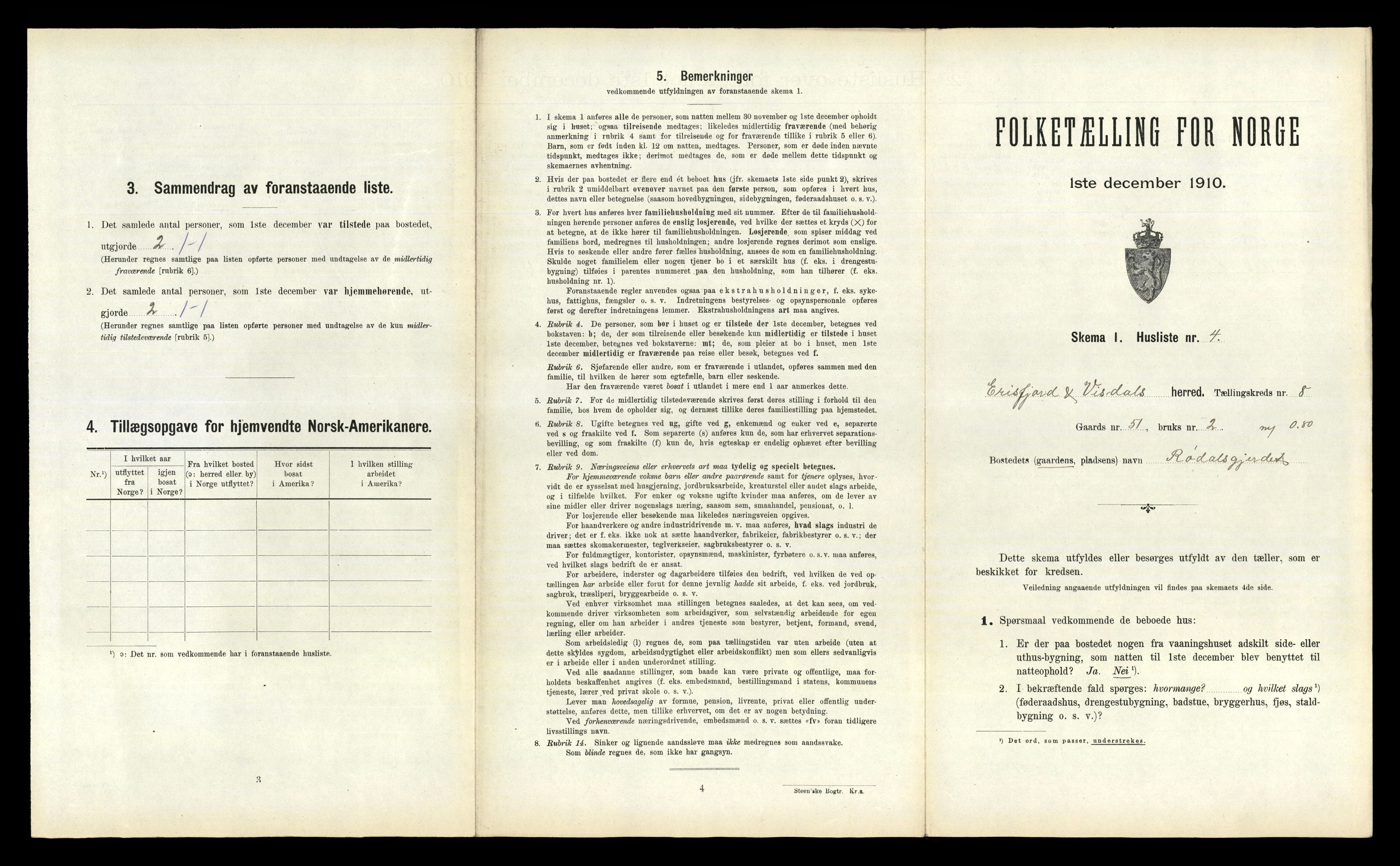 RA, 1910 census for Eresfjord og Vistdal, 1910, p. 579