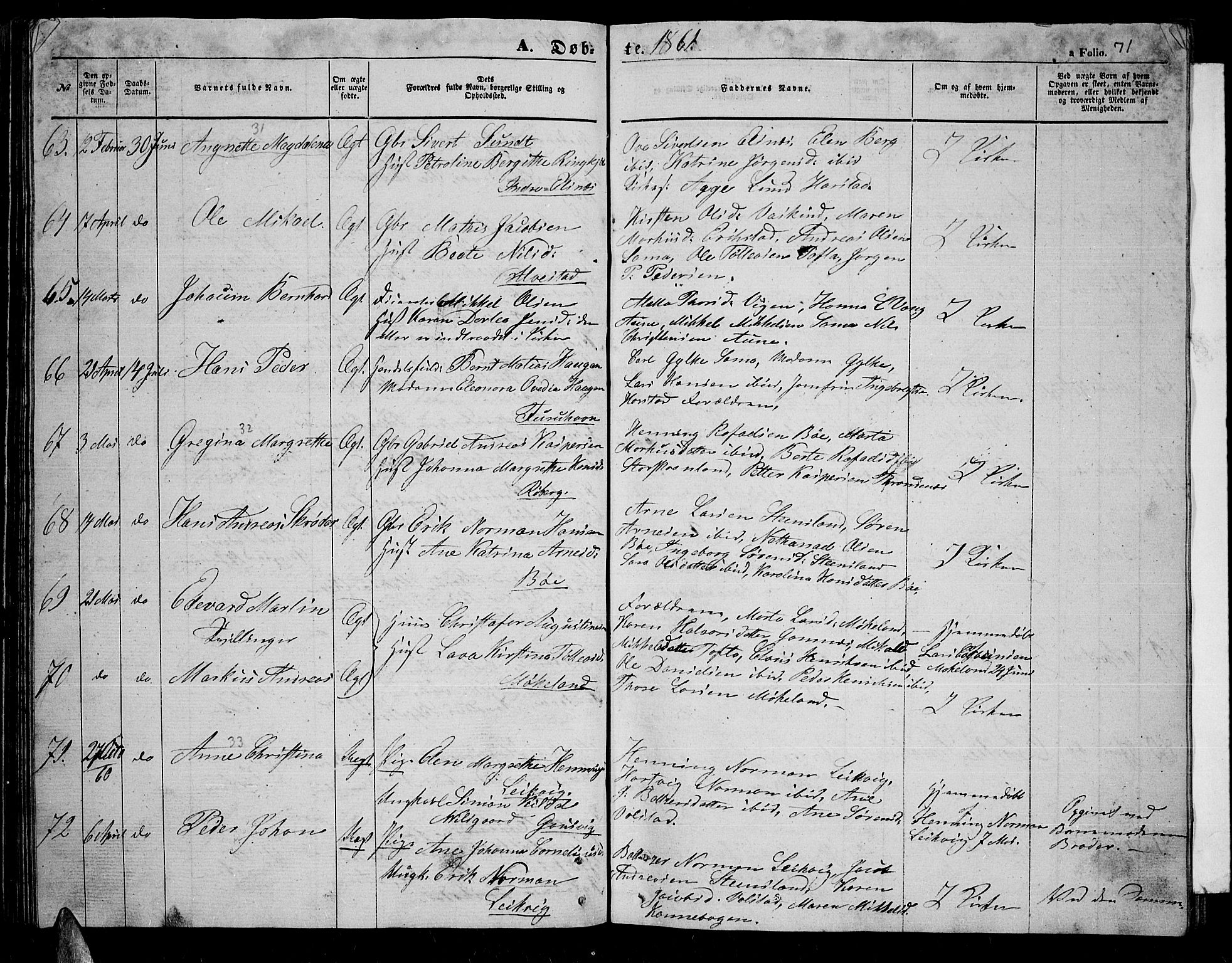 Trondenes sokneprestkontor, SATØ/S-1319/H/Hb/L0007klokker: Parish register (copy) no. 7, 1855-1862, p. 71