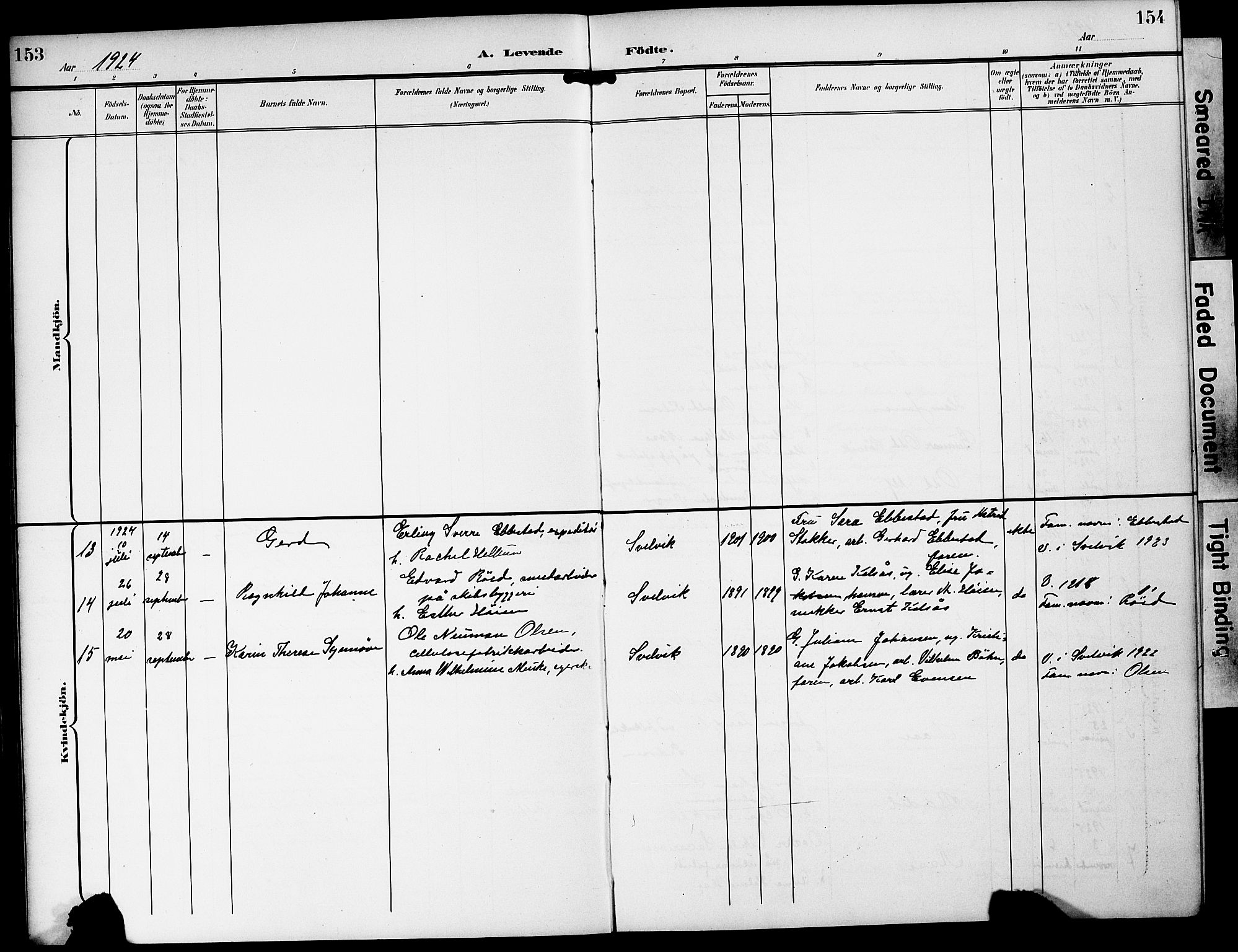 Strømm kirkebøker, AV/SAKO-A-322/G/Gb/L0002: Parish register (copy) no. II 2, 1897-1928, p. 153-154