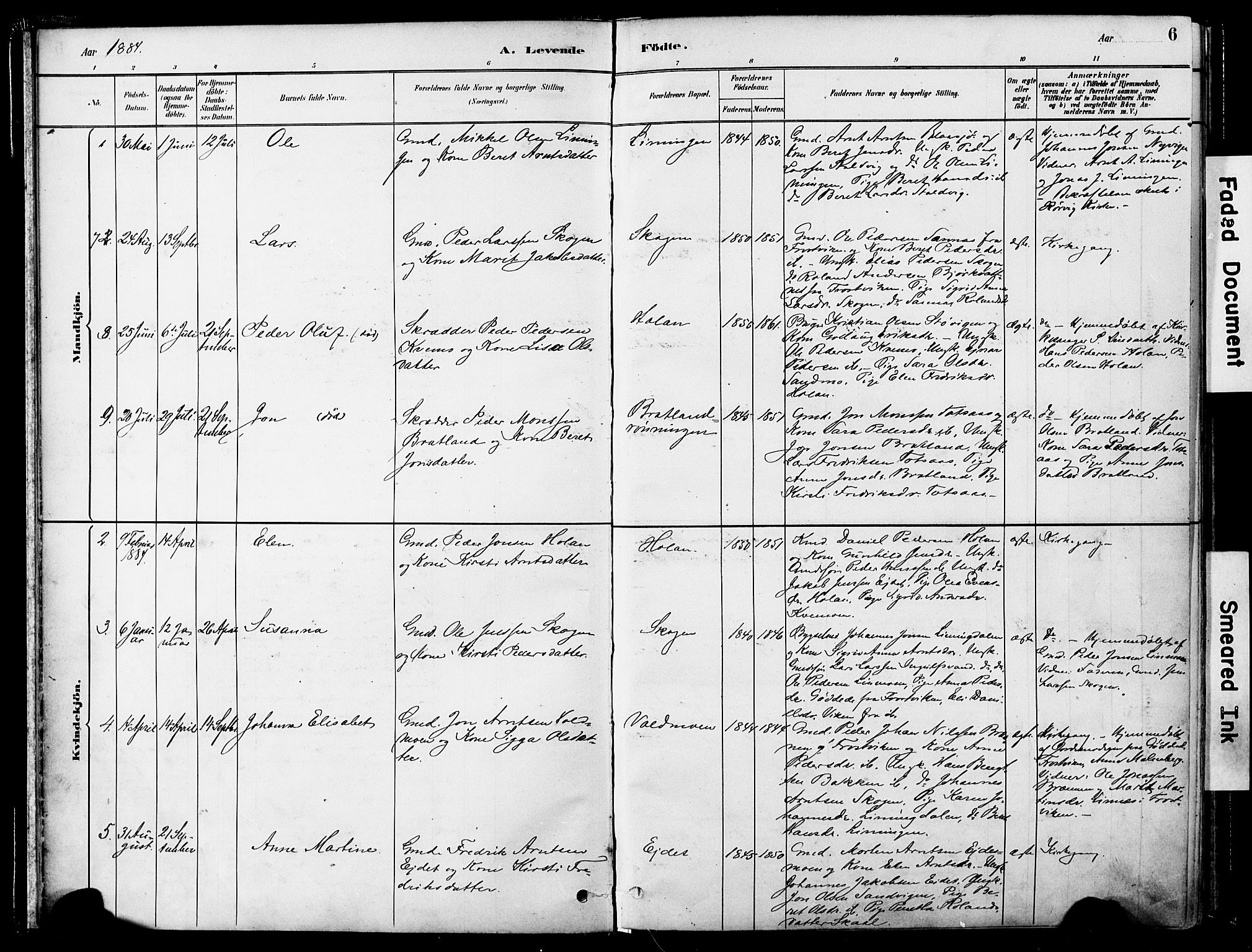 Ministerialprotokoller, klokkerbøker og fødselsregistre - Nord-Trøndelag, SAT/A-1458/755/L0494: Parish register (official) no. 755A03, 1882-1902, p. 6