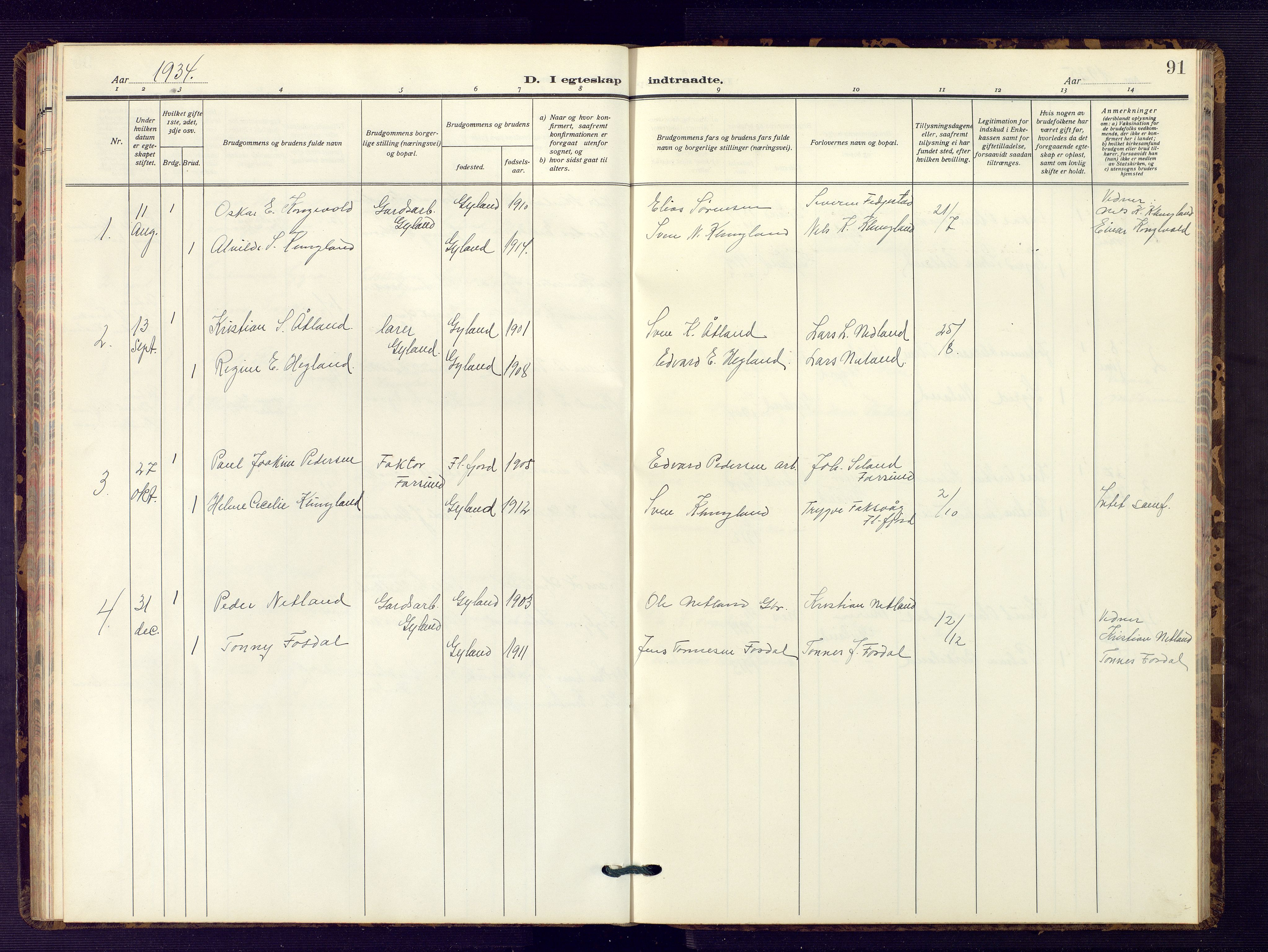 Bakke sokneprestkontor, SAK/1111-0002/F/Fb/Fbb/L0005: Parish register (copy) no. B 5, 1927-1947, p. 91