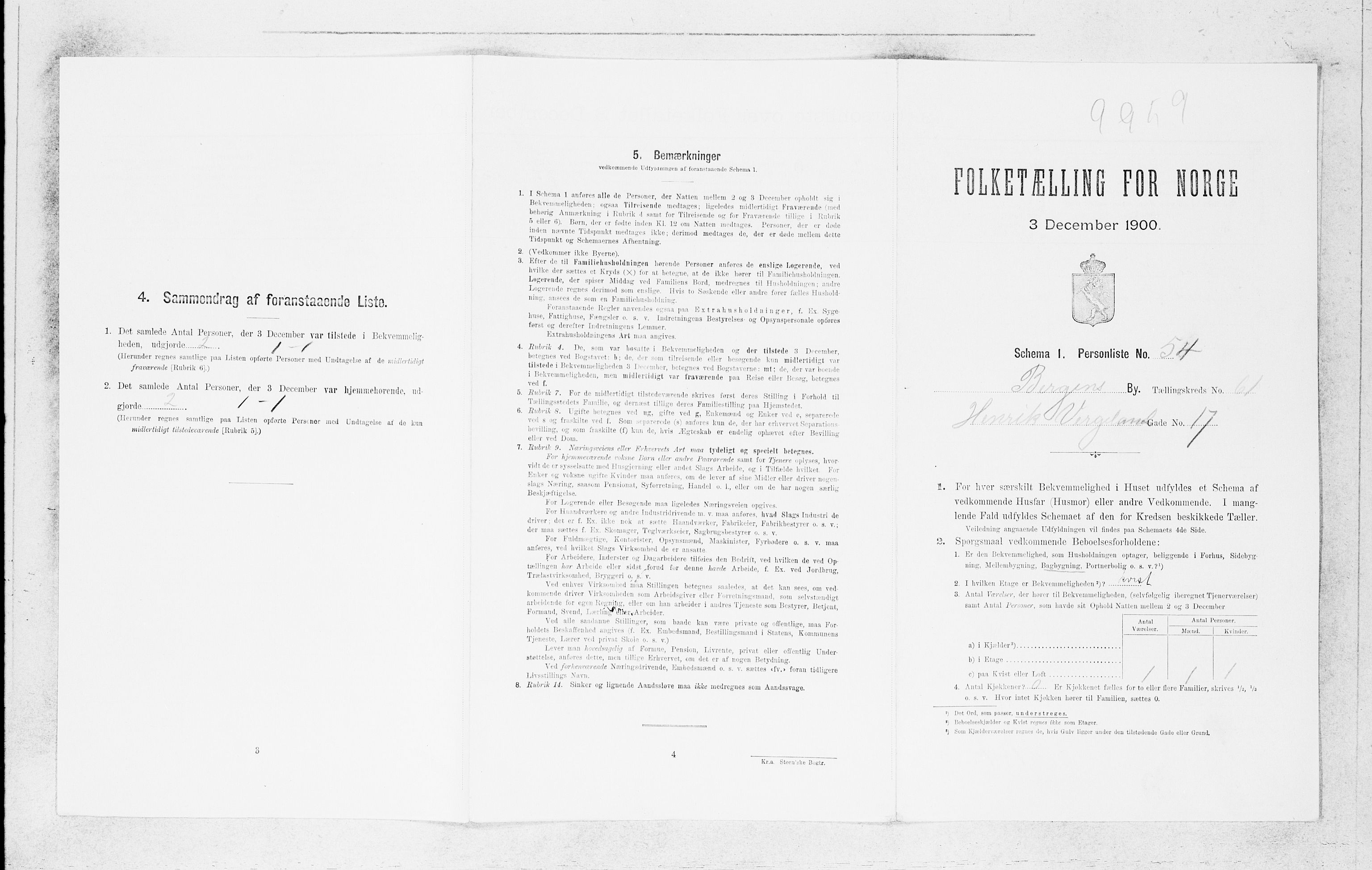 SAB, 1900 census for Bergen, 1900, p. 12940