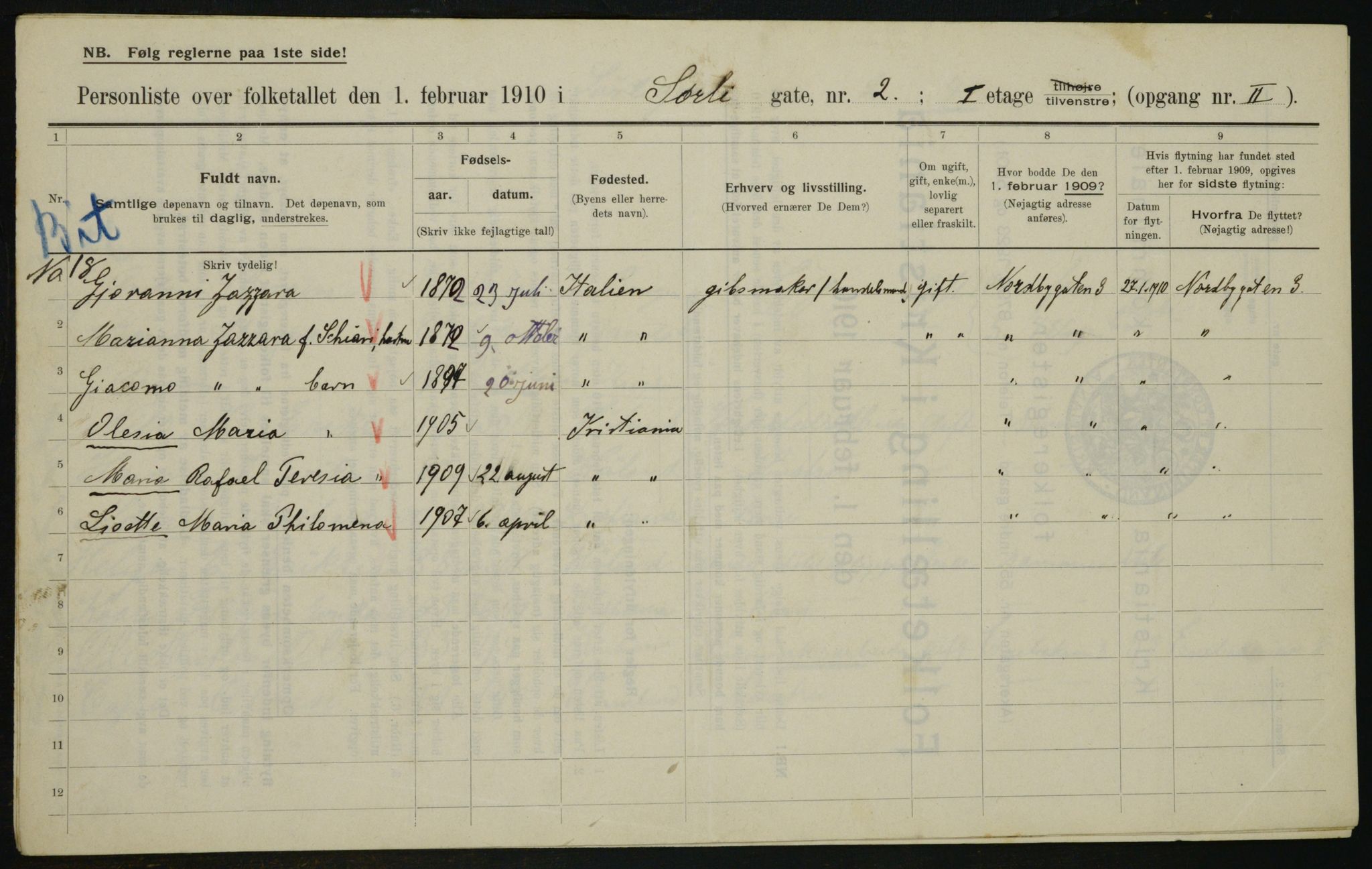 OBA, Municipal Census 1910 for Kristiania, 1910, p. 101066