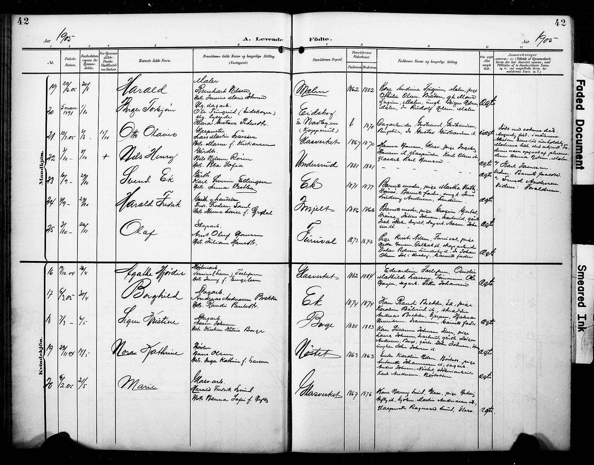 Skoger kirkebøker, SAKO/A-59/G/Ga/L0003: Parish register (copy) no. I 3, 1900-1927, p. 42
