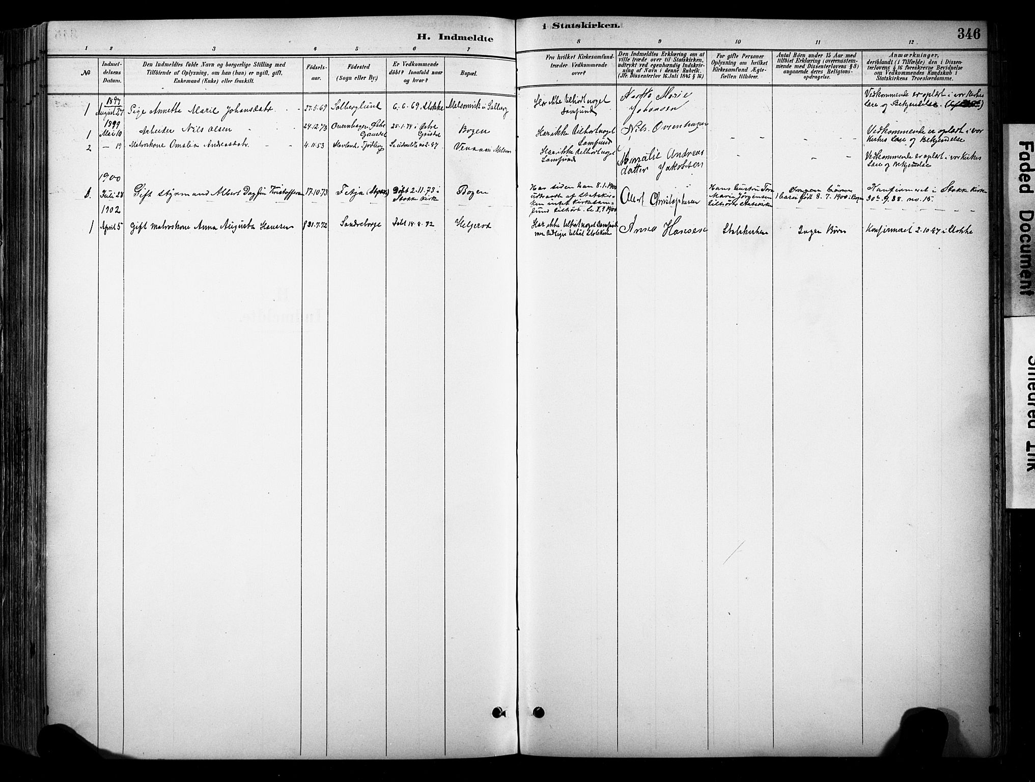 Stokke kirkebøker, SAKO/A-320/F/Fa/L0010: Parish register (official) no. I 10, 1884-1903, p. 346