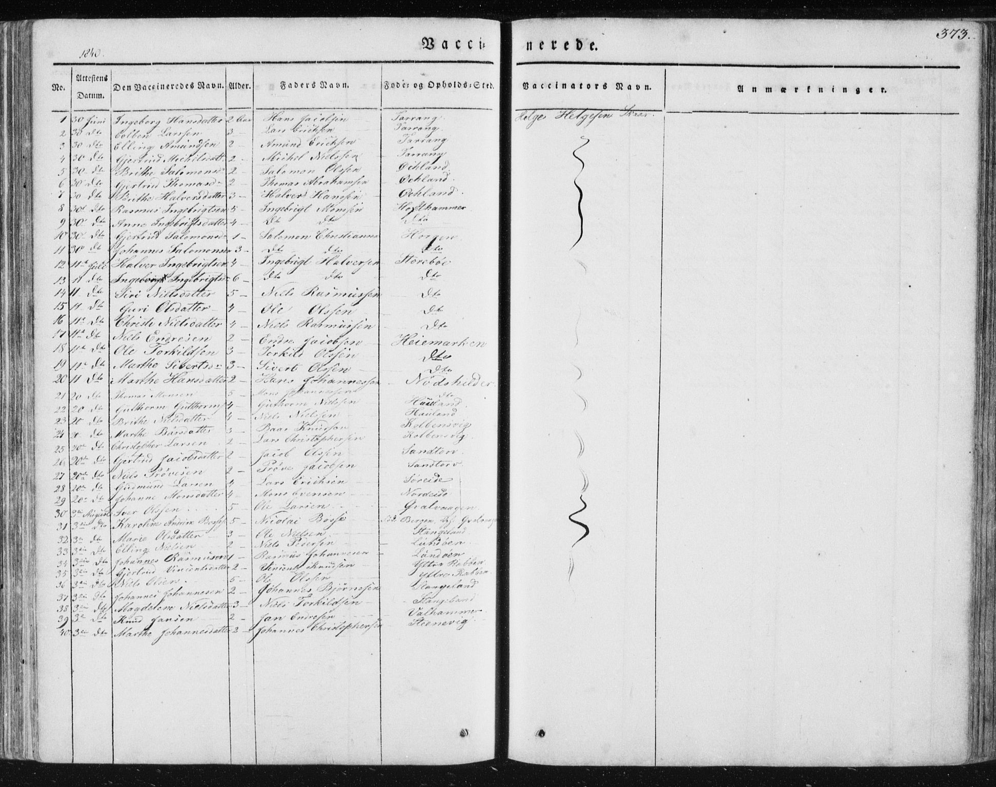 Sund sokneprestembete, AV/SAB-A-99930: Parish register (official) no. A 13, 1835-1849, p. 373