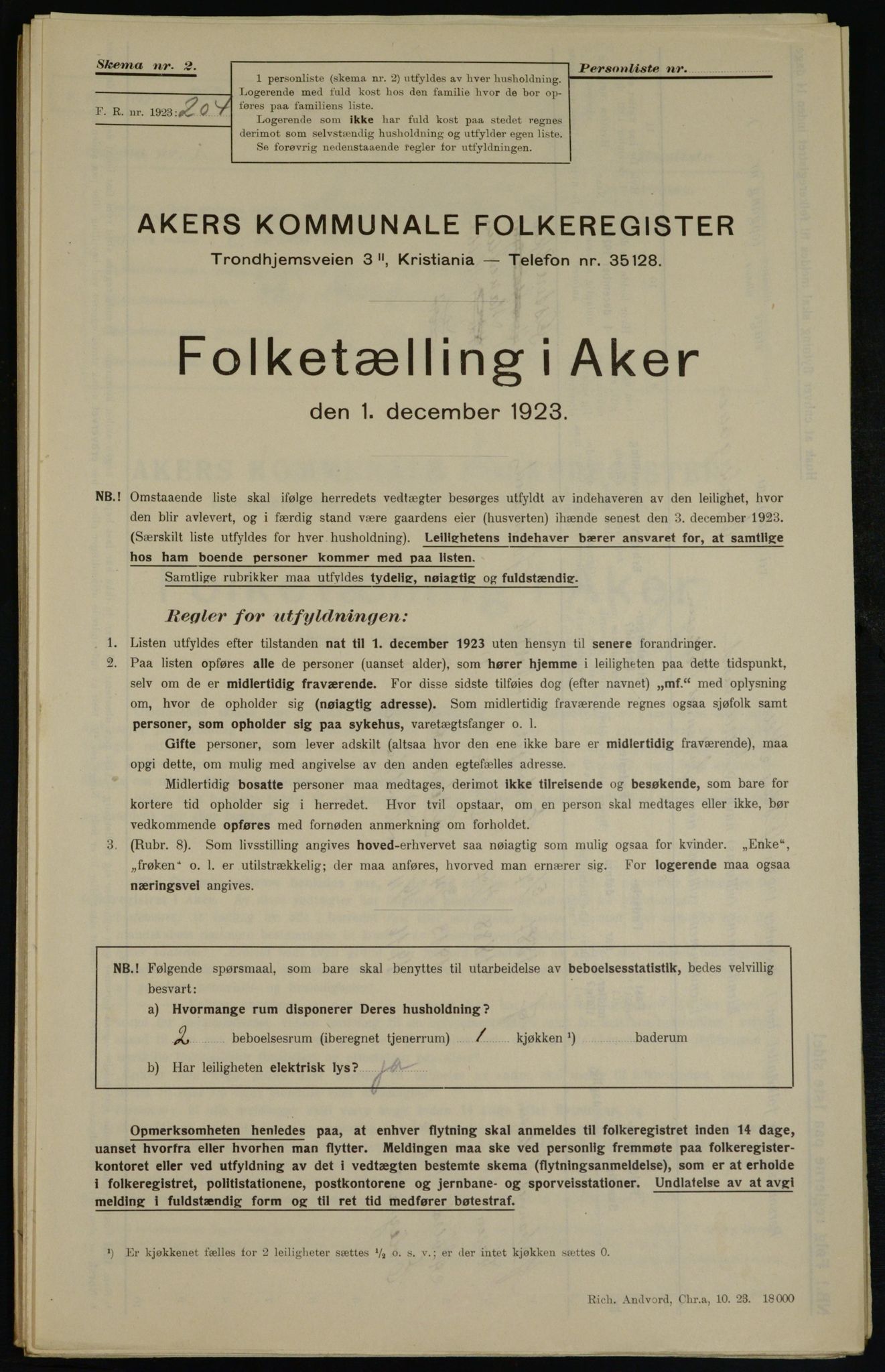 , Municipal Census 1923 for Aker, 1923, p. 37848