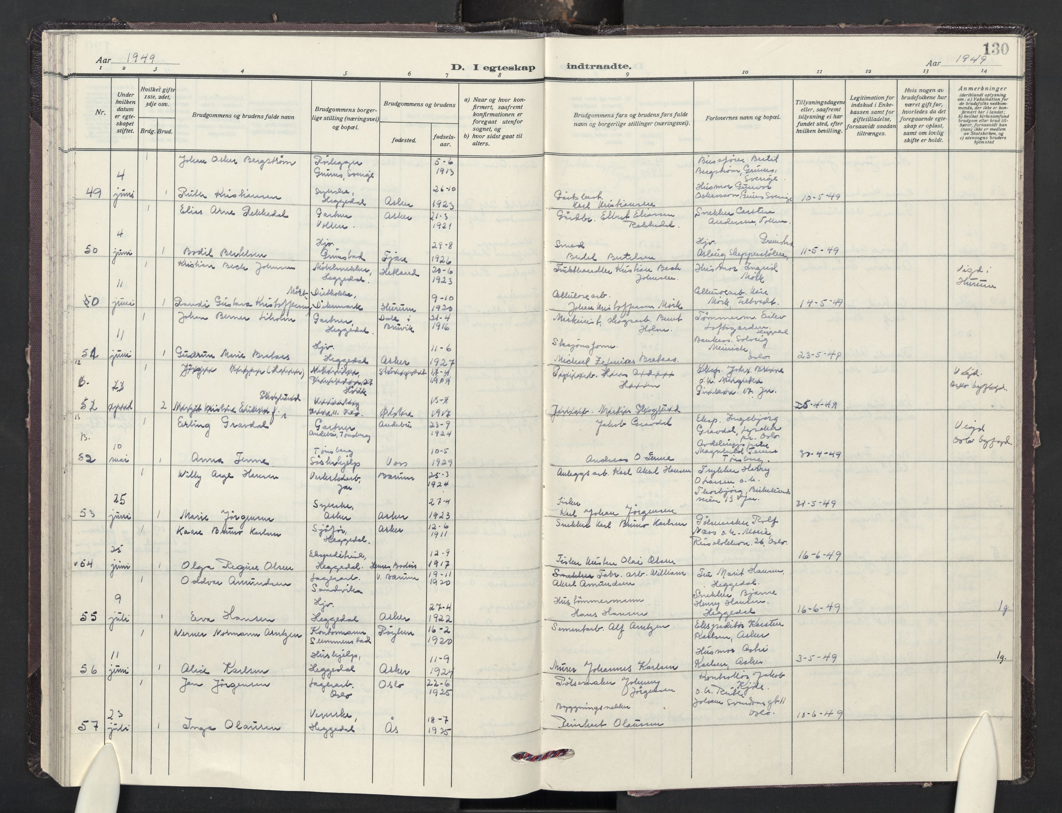 Asker prestekontor Kirkebøker, AV/SAO-A-10256a/F/Fa/L0024: Parish register (official) no. I 24, 1945-1952, p. 130