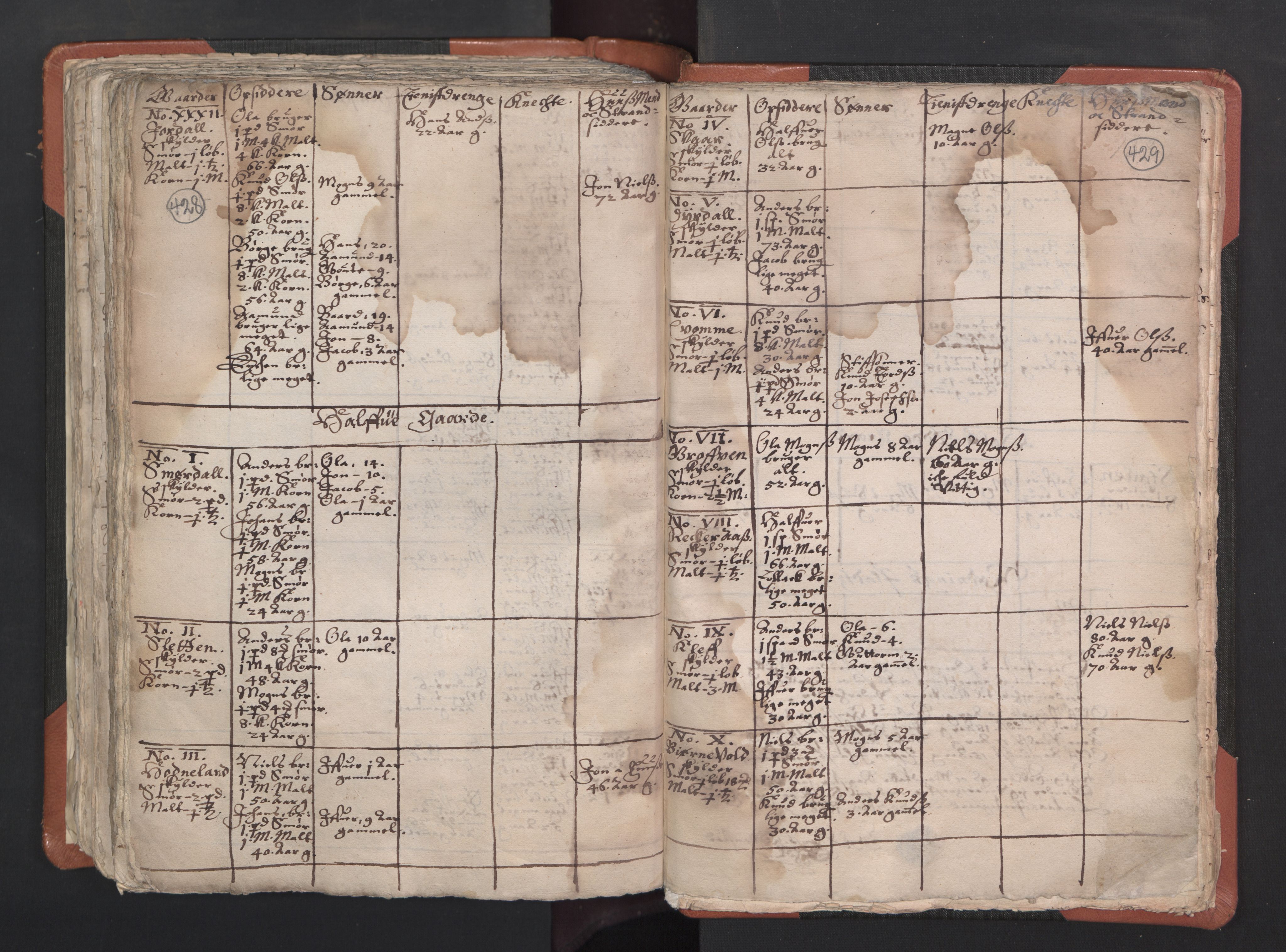 RA, Vicar's Census 1664-1666, no. 22: Nordhordland deanery, 1664-1666, p. 428-429