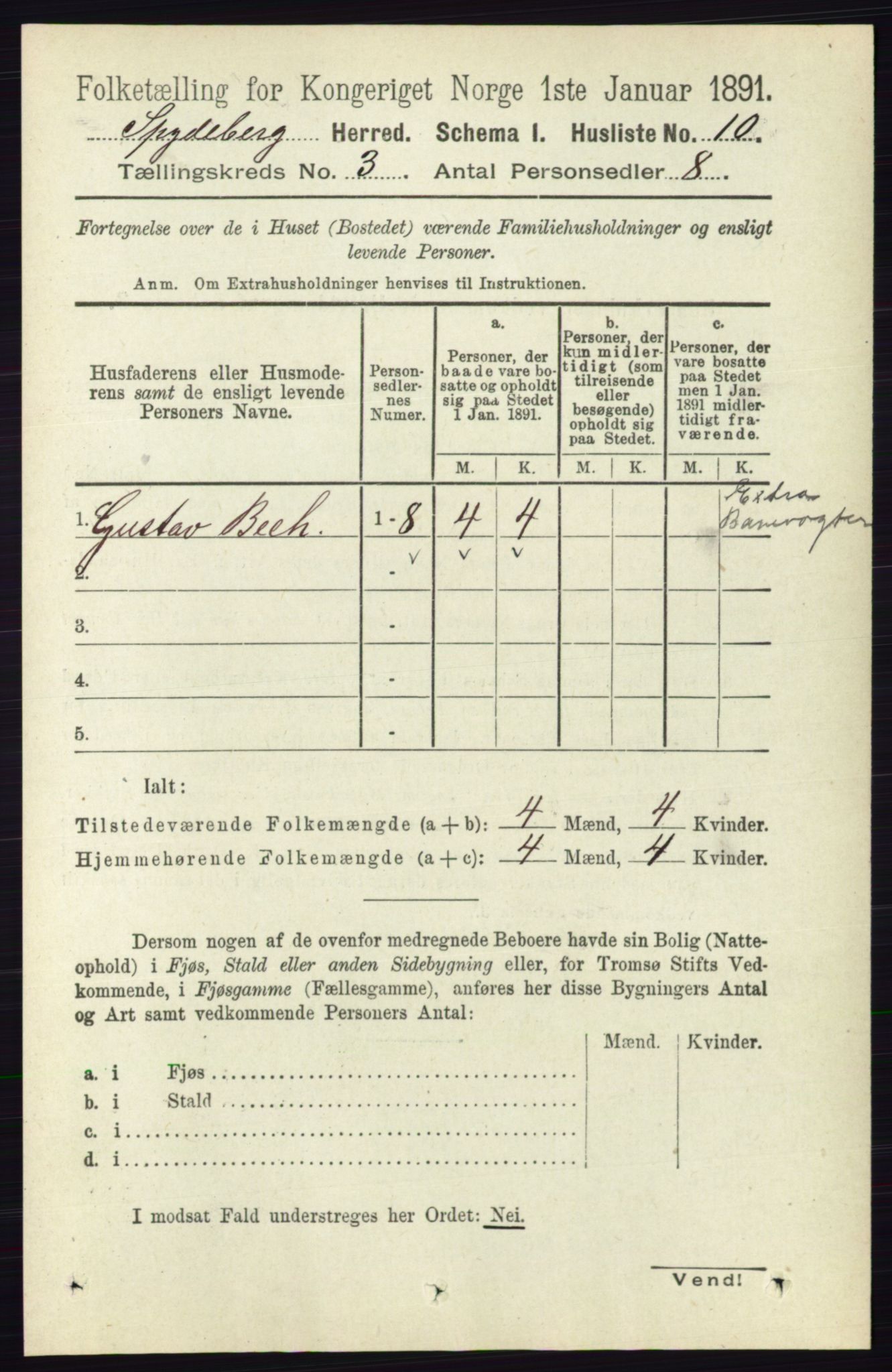 RA, 1891 census for 0123 Spydeberg, 1891, p. 1152