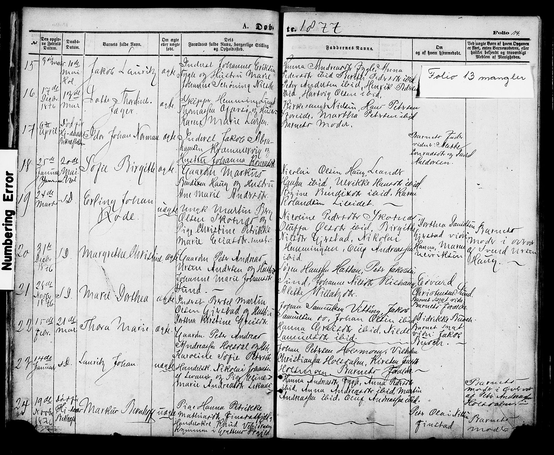 Ministerialprotokoller, klokkerbøker og fødselsregistre - Nordland, SAT/A-1459/881/L1166: Parish register (copy) no. 881C03, 1876-1885, p. 14