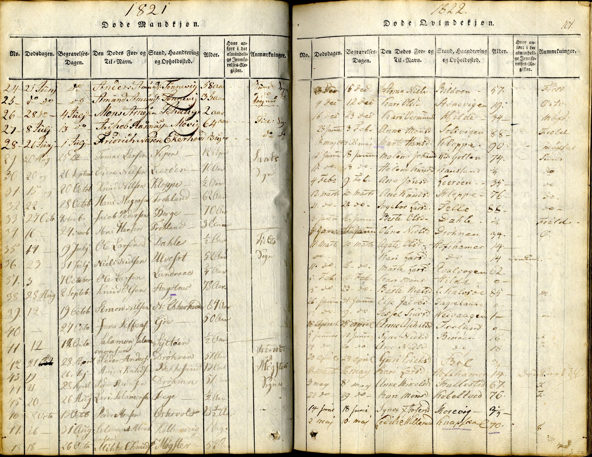 Sund sokneprestembete, SAB/A-99930: Parish register (official) no. A 11, 1814-1825, p. 101