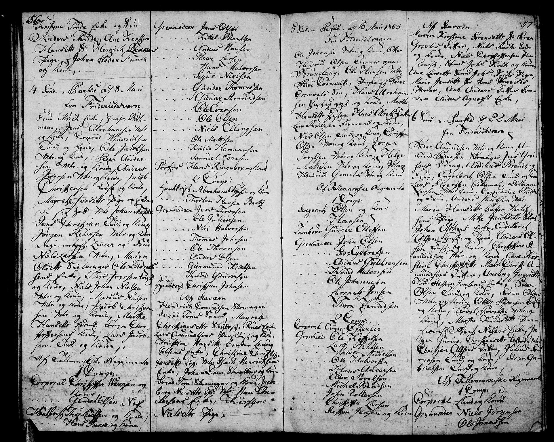 Stavern kirkebøker, AV/SAKO-A-318/F/Fa/L0005: Parish register (official) no. 5, 1800-1816, p. 56-57