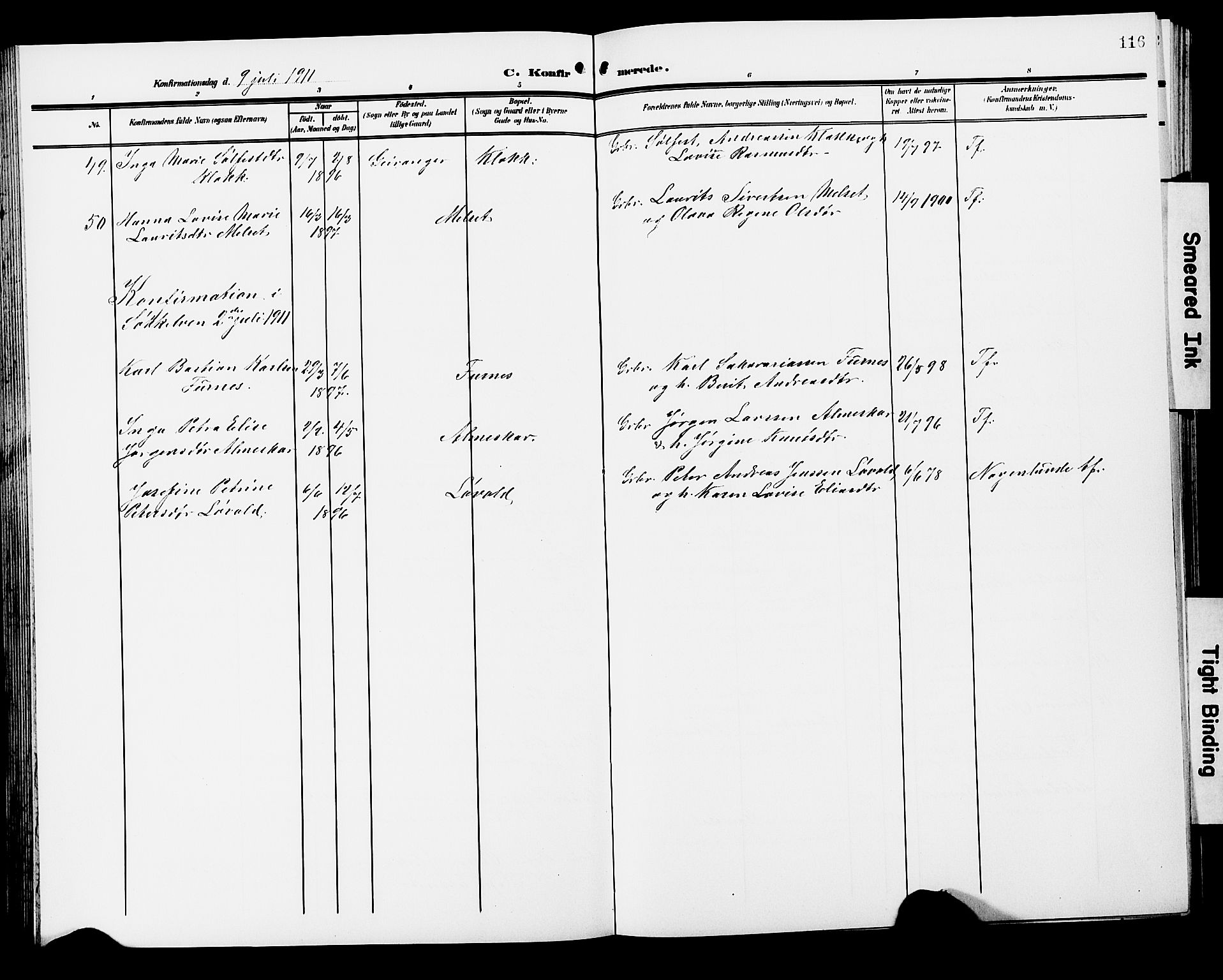 Ministerialprotokoller, klokkerbøker og fødselsregistre - Møre og Romsdal, AV/SAT-A-1454/522/L0328: Parish register (copy) no. 522C07, 1909-1925, p. 116