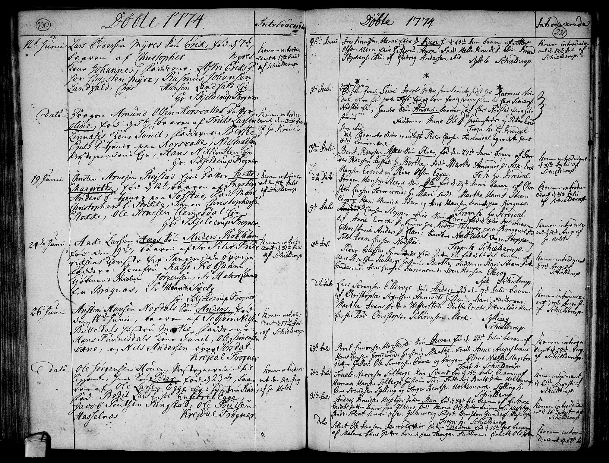 Lier kirkebøker, AV/SAKO-A-230/F/Fa/L0005: Parish register (official) no. I 5, 1764-1777, p. 230-231