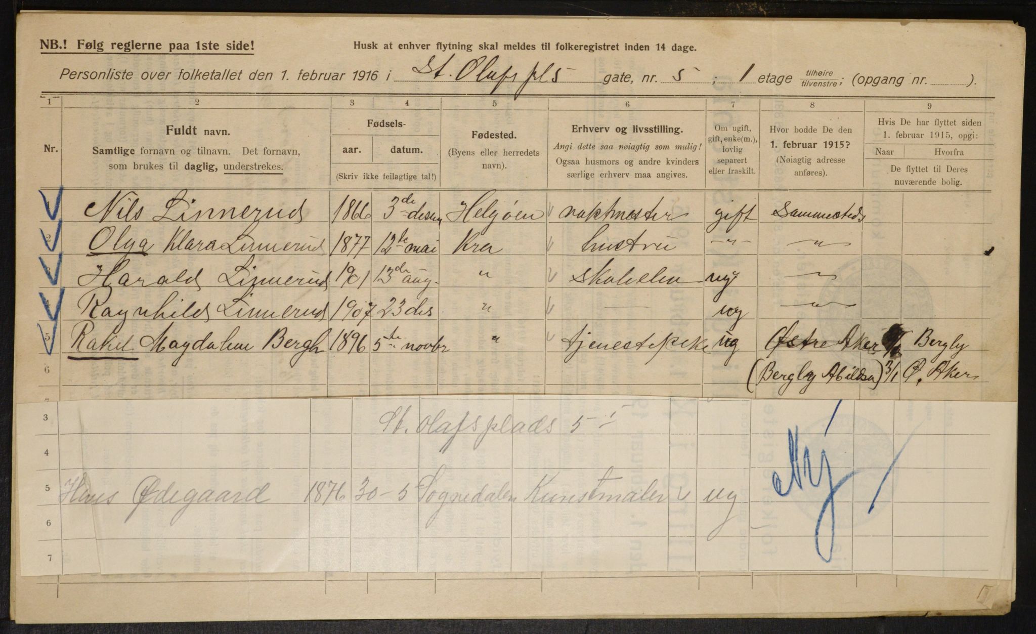 OBA, Municipal Census 1916 for Kristiania, 1916, p. 90666