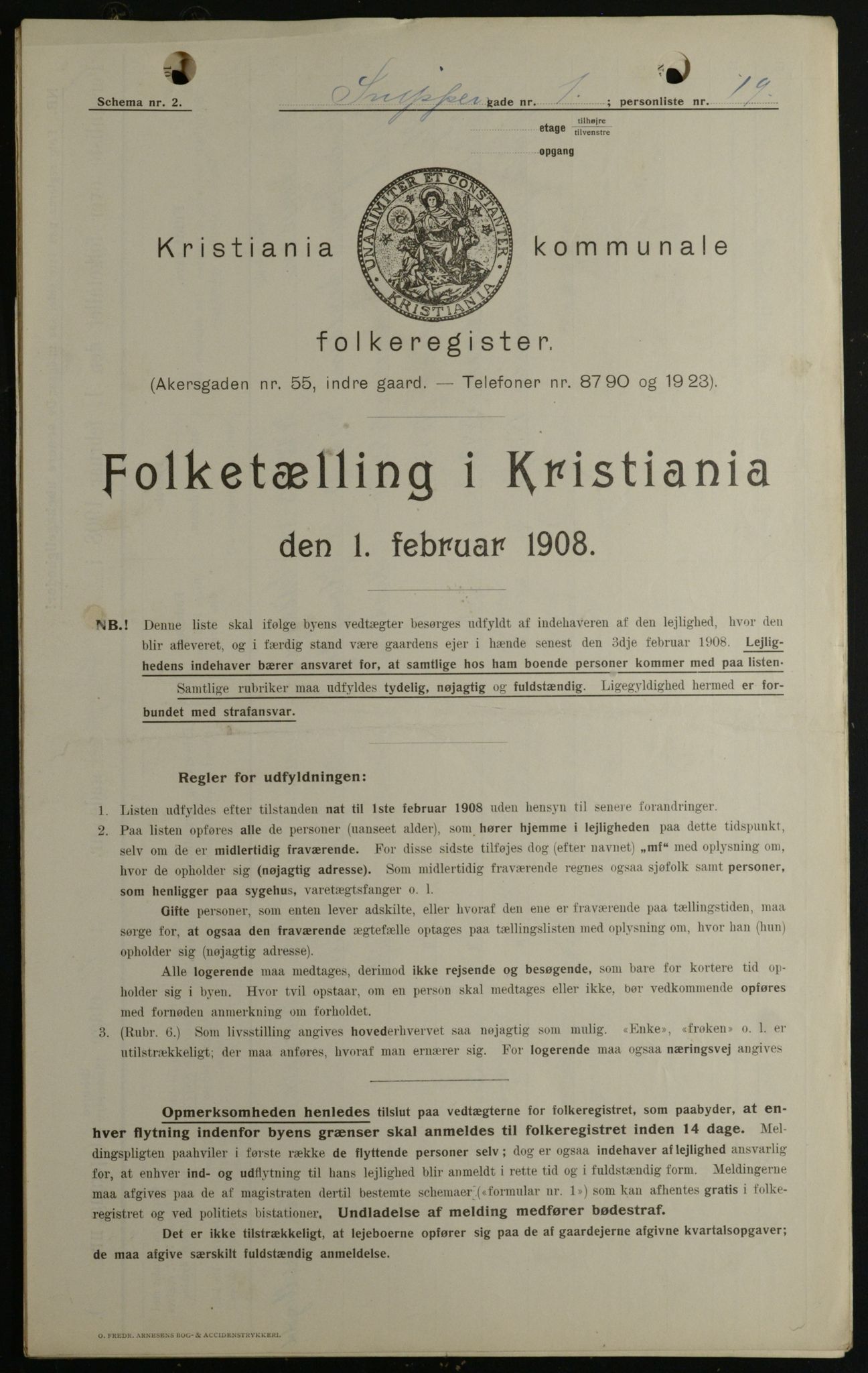 OBA, Municipal Census 1908 for Kristiania, 1908, p. 88158