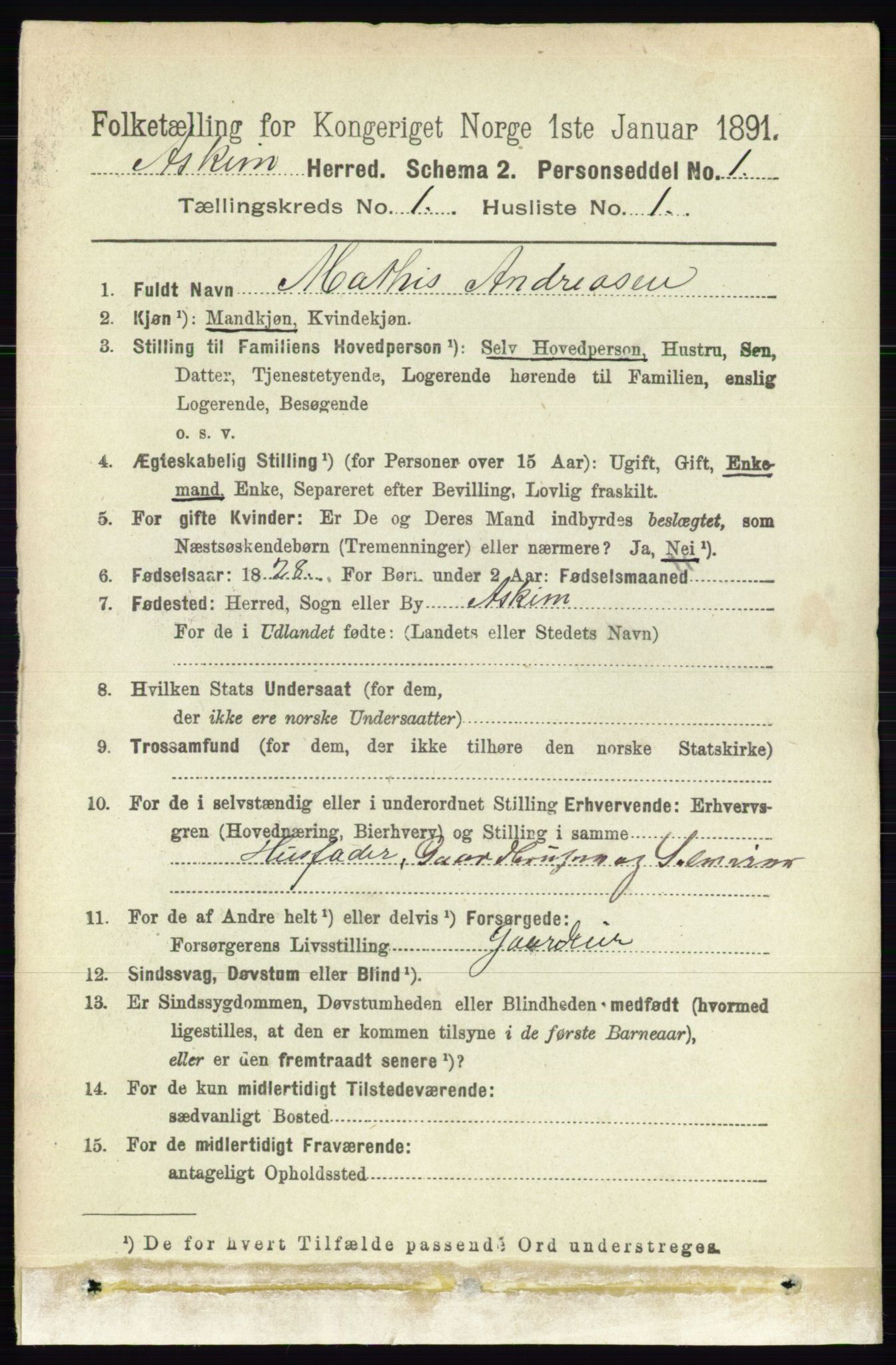 RA, 1891 census for 0124 Askim, 1891, p. 71