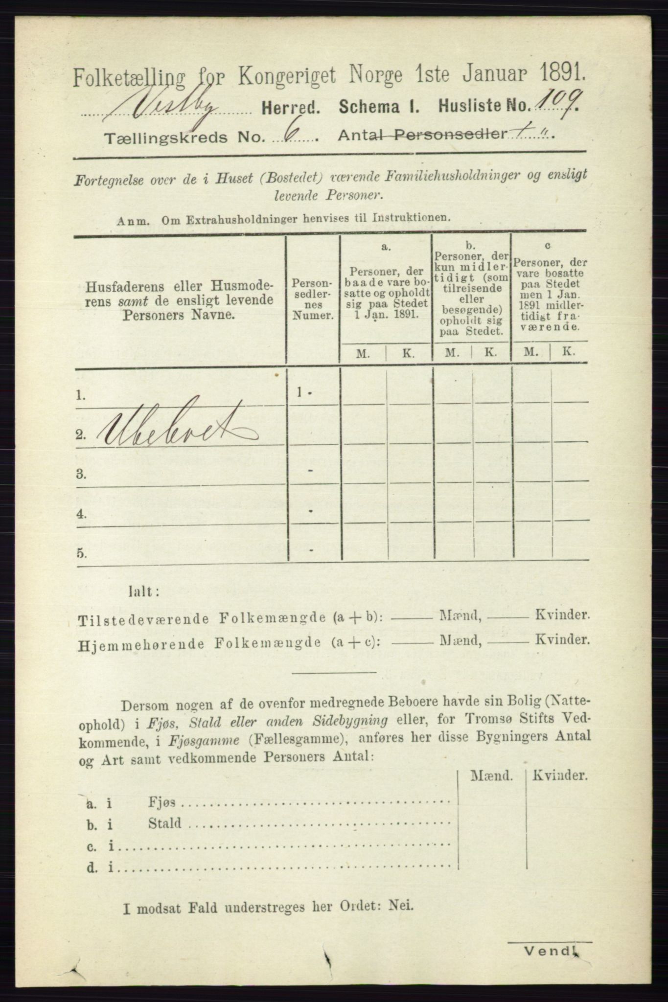 RA, 1891 census for 0211 Vestby, 1891, p. 2912