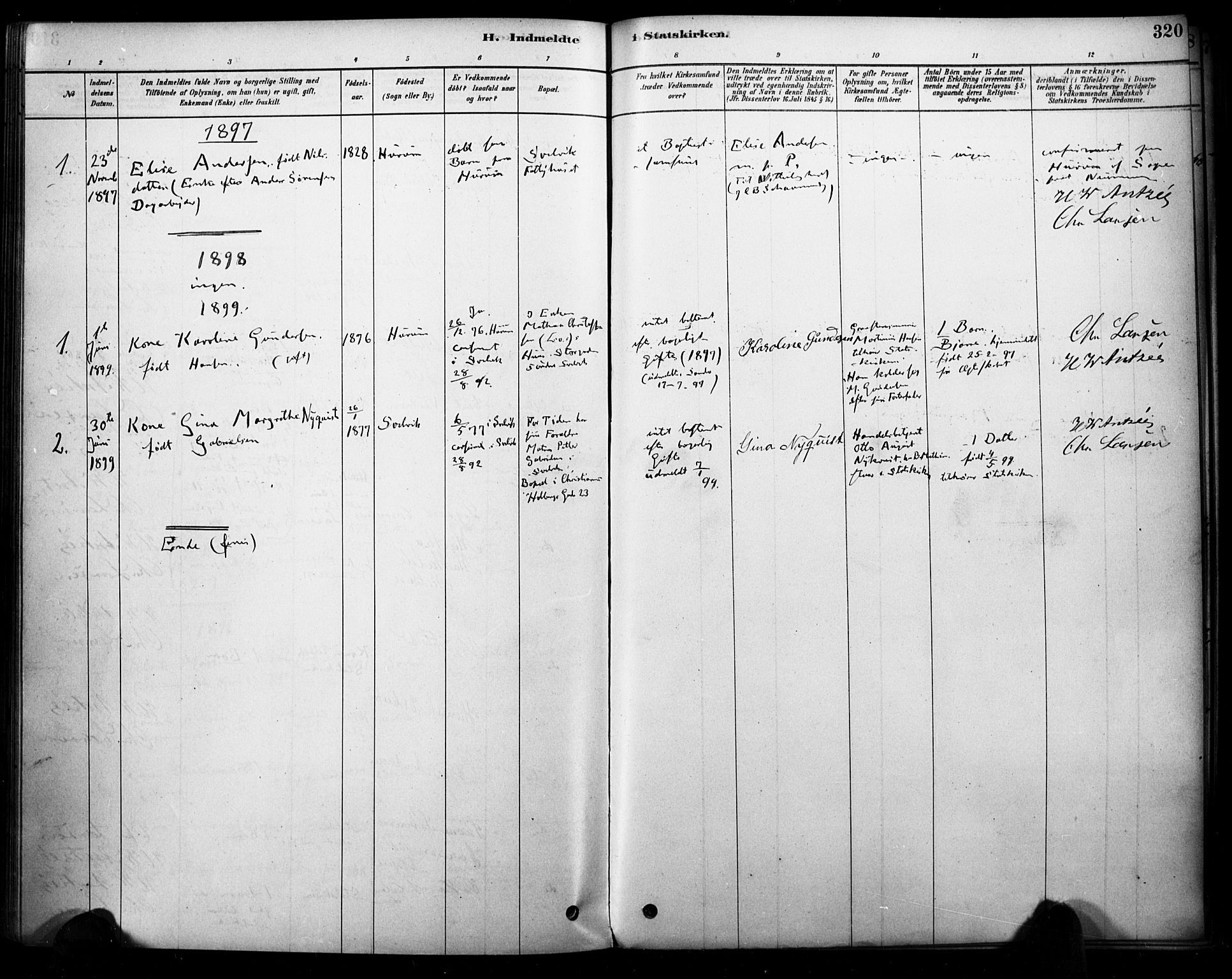 Strømm kirkebøker, SAKO/A-322/F/Fb/L0001: Parish register (official) no. II 1, 1878-1899, p. 320