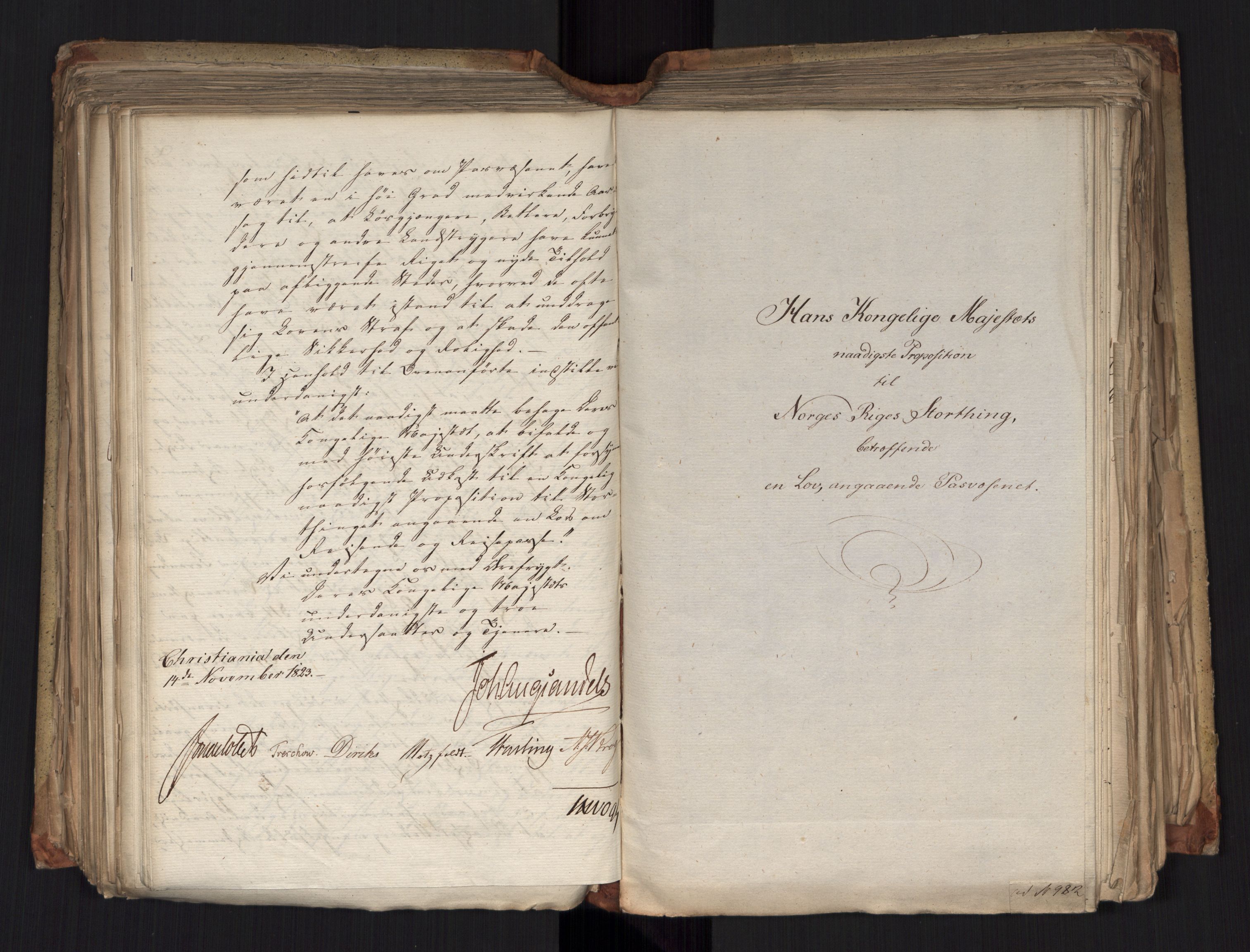 Statsrådsavdelingen i Stockholm, AV/RA-S-1003/D/Da/L0036: Regjeringsinnstillinger nr. 841-1114, 1823, p. 407