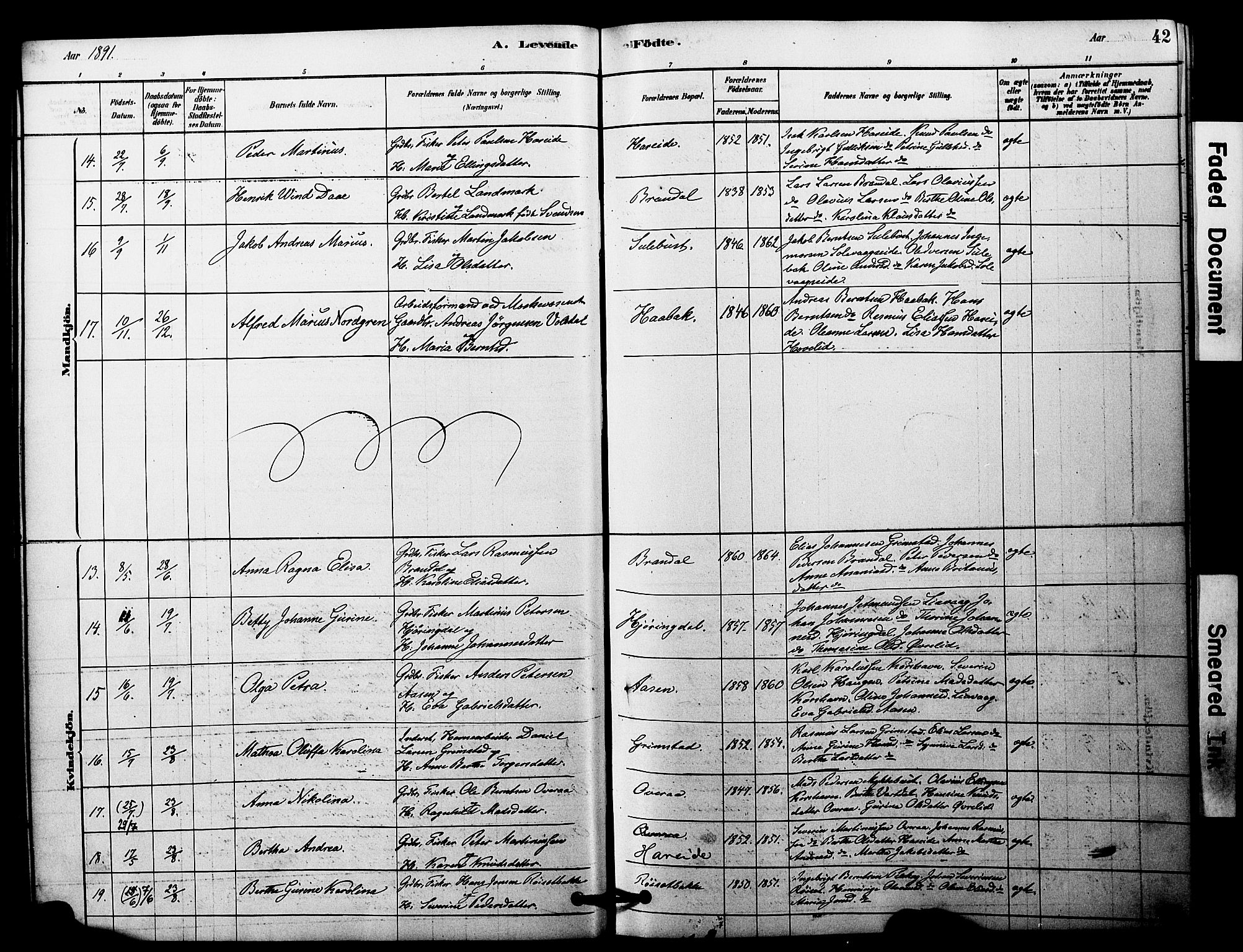 Ministerialprotokoller, klokkerbøker og fødselsregistre - Møre og Romsdal, AV/SAT-A-1454/510/L0122: Parish register (official) no. 510A02, 1878-1897, p. 42