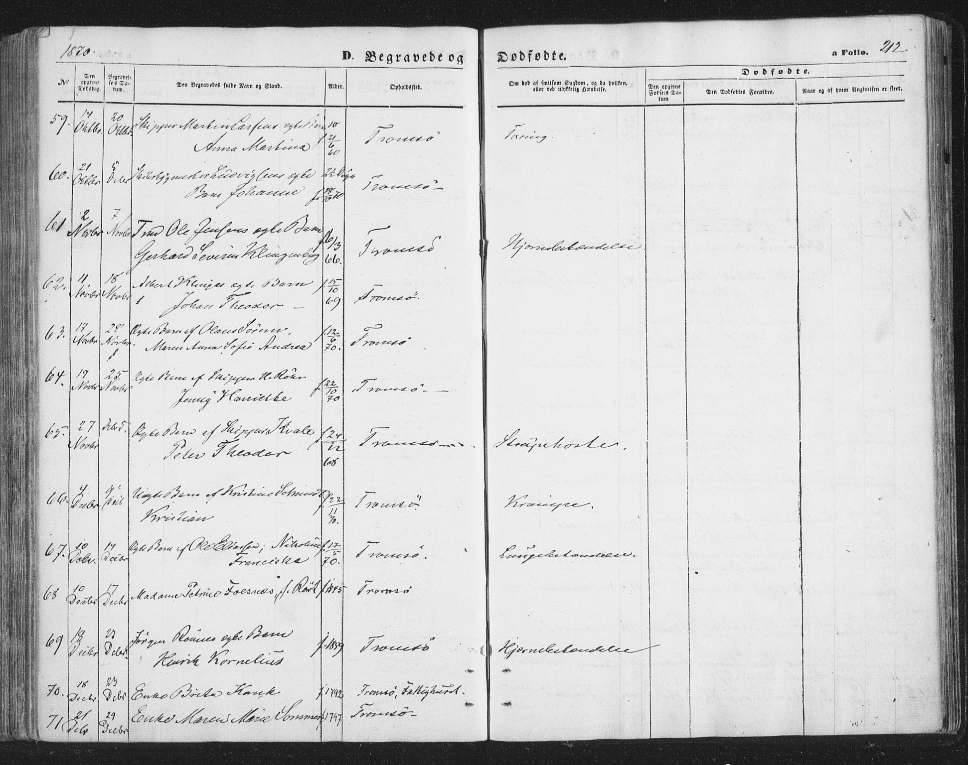 Tromsø sokneprestkontor/stiftsprosti/domprosti, SATØ/S-1343/G/Ga/L0012kirke: Parish register (official) no. 12, 1865-1871, p. 212