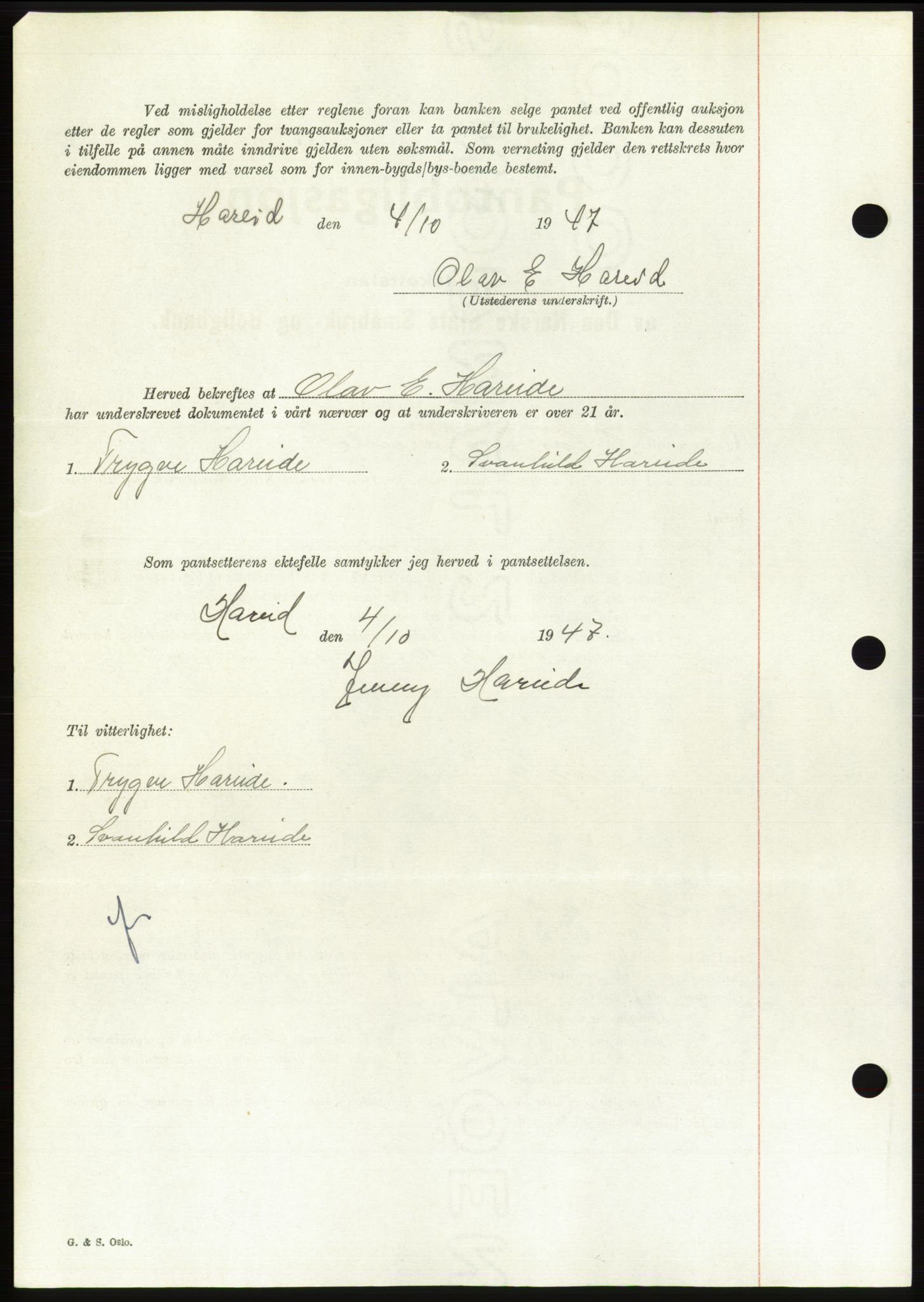 Søre Sunnmøre sorenskriveri, AV/SAT-A-4122/1/2/2C/L0115: Mortgage book no. 3B, 1947-1948, Diary no: : 1404/1947