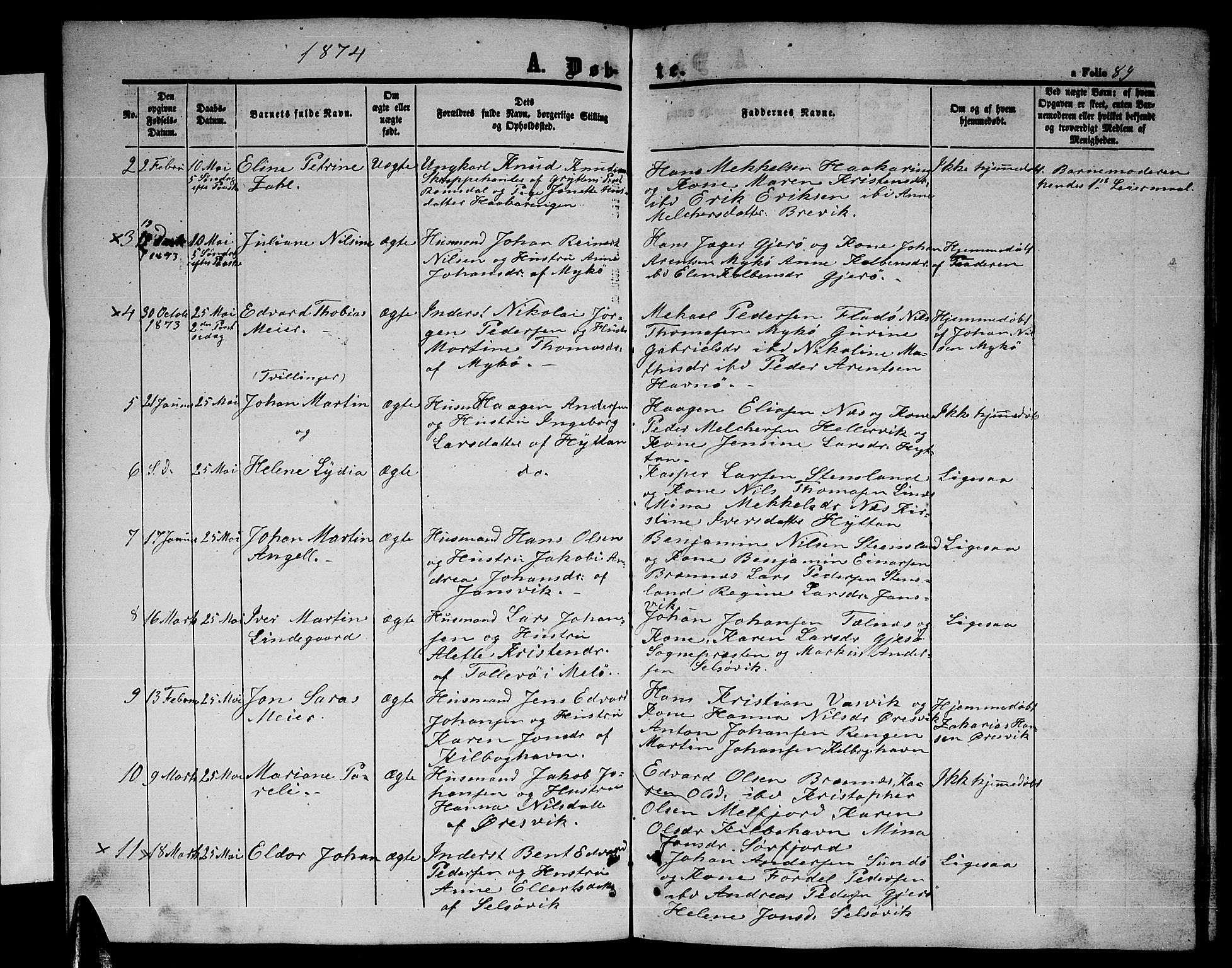 Ministerialprotokoller, klokkerbøker og fødselsregistre - Nordland, SAT/A-1459/841/L0619: Parish register (copy) no. 841C03, 1856-1876, p. 89