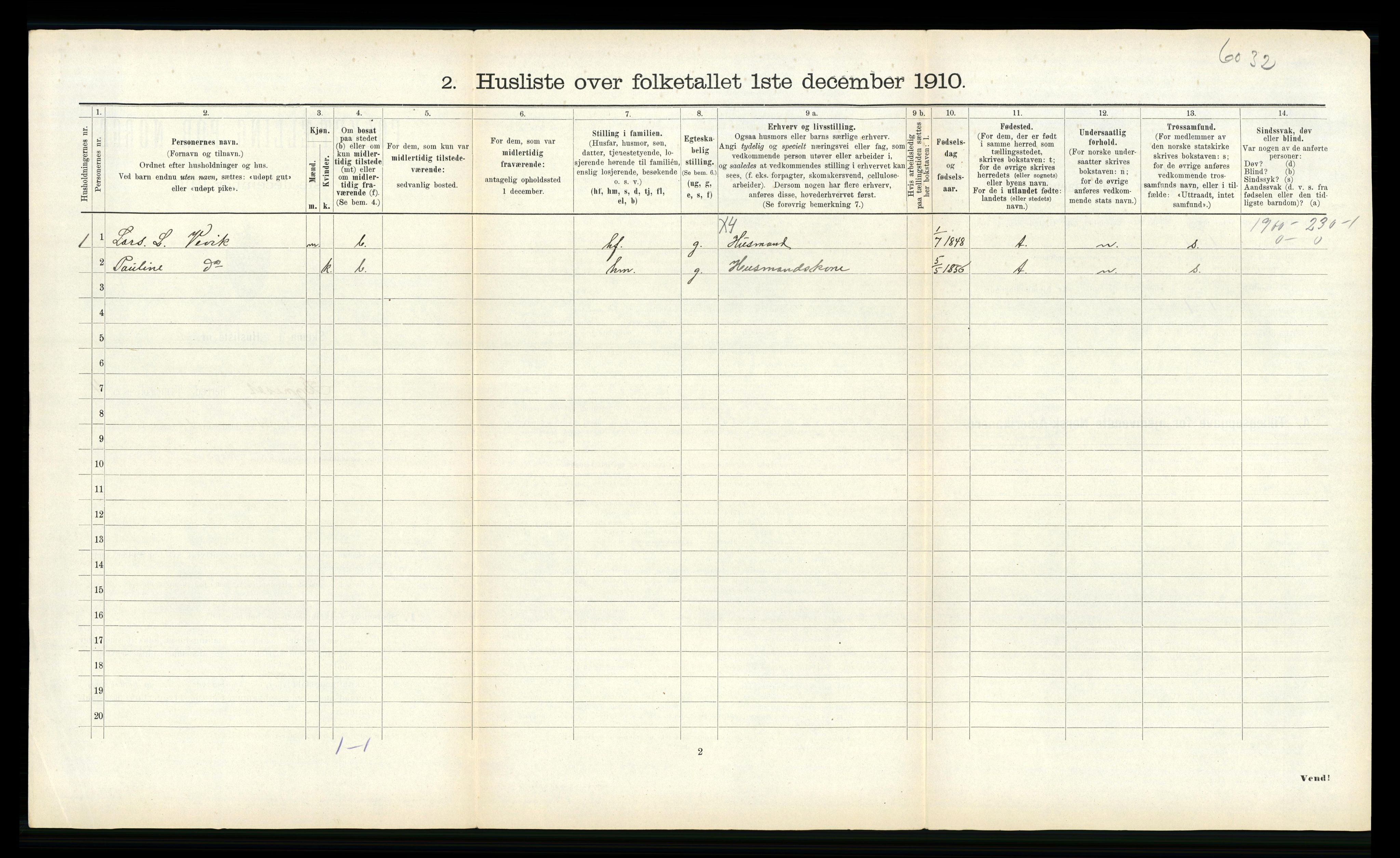 RA, 1910 census for Byneset, 1910, p. 288