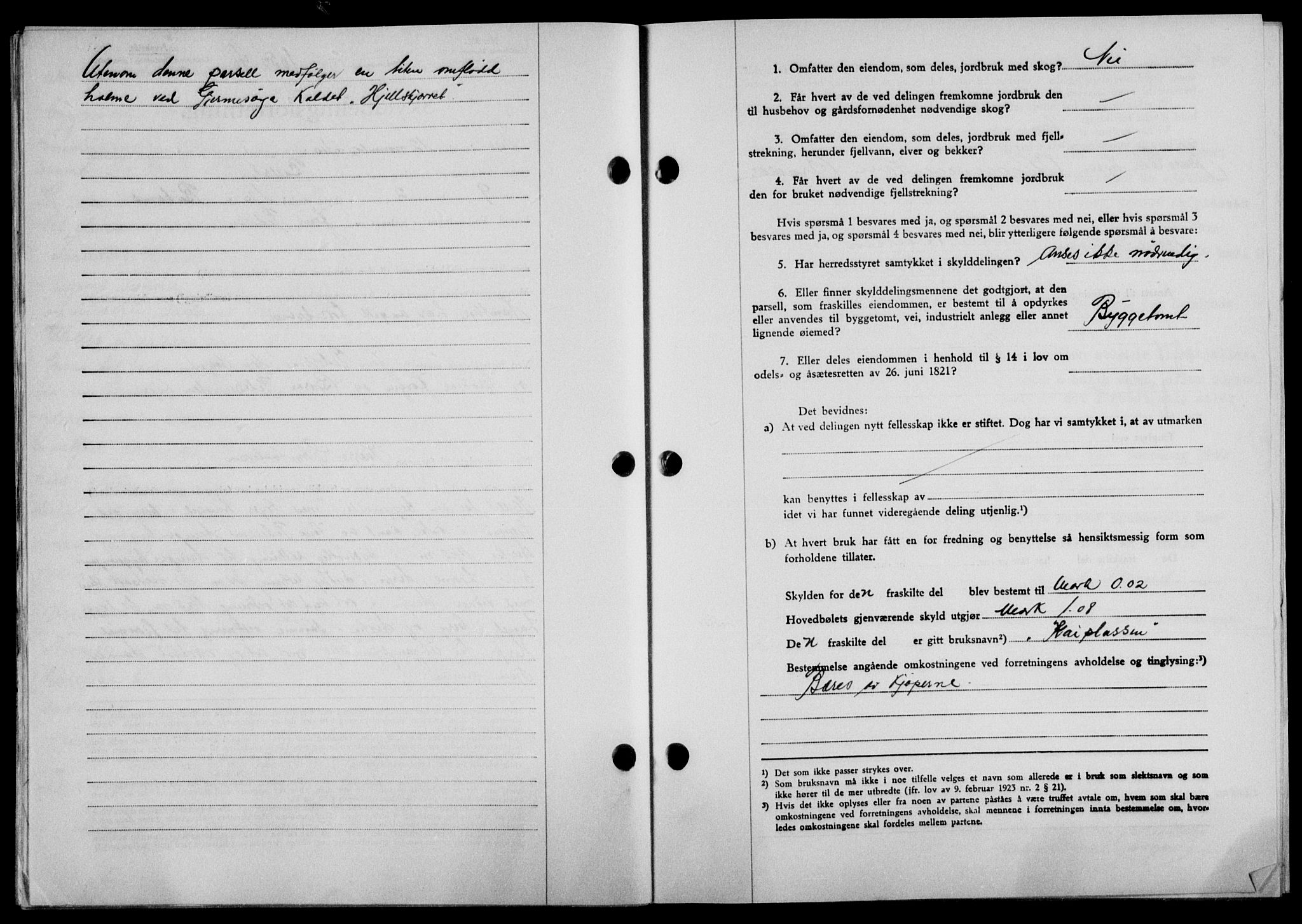 Lofoten sorenskriveri, SAT/A-0017/1/2/2C/L0008a: Mortgage book no. 8a, 1940-1941, Diary no: : 1052/1940