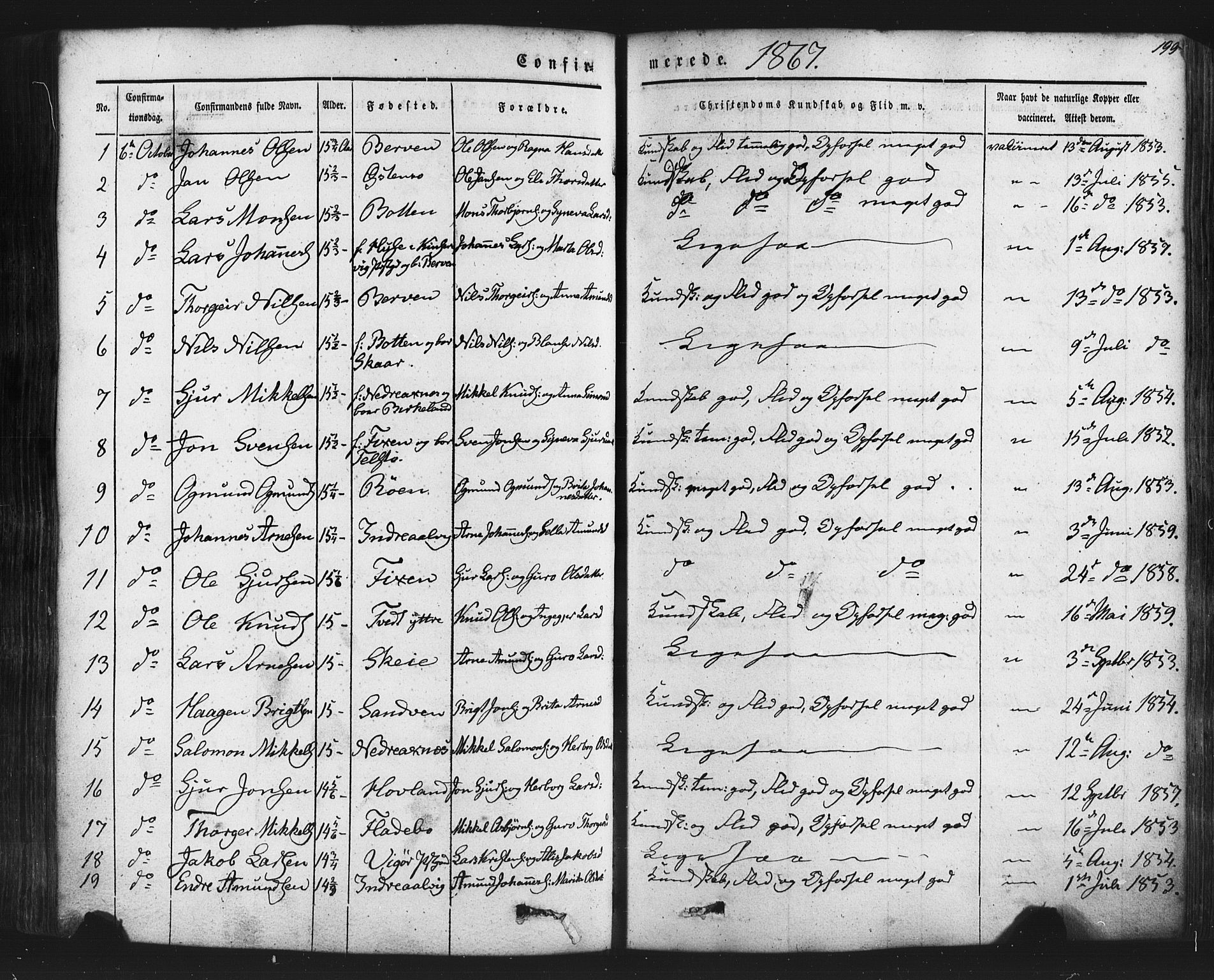 Kvam sokneprestembete, AV/SAB-A-76201/H/Haa: Parish register (official) no. A 9, 1864-1879, p. 199