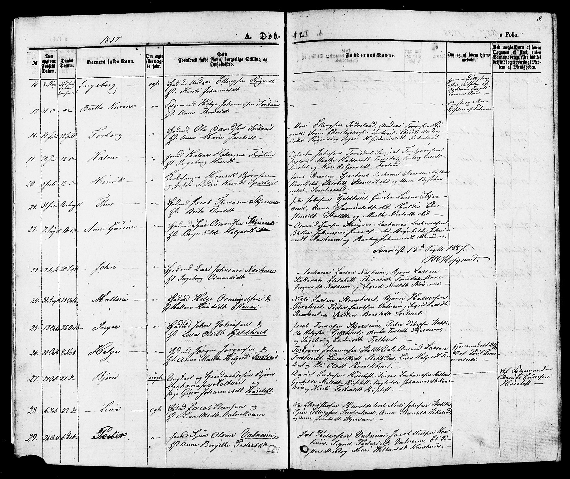 Skjold sokneprestkontor, SAST/A-101847/H/Ha/Haa/L0007: Parish register (official) no. A 7, 1857-1882, p. 3