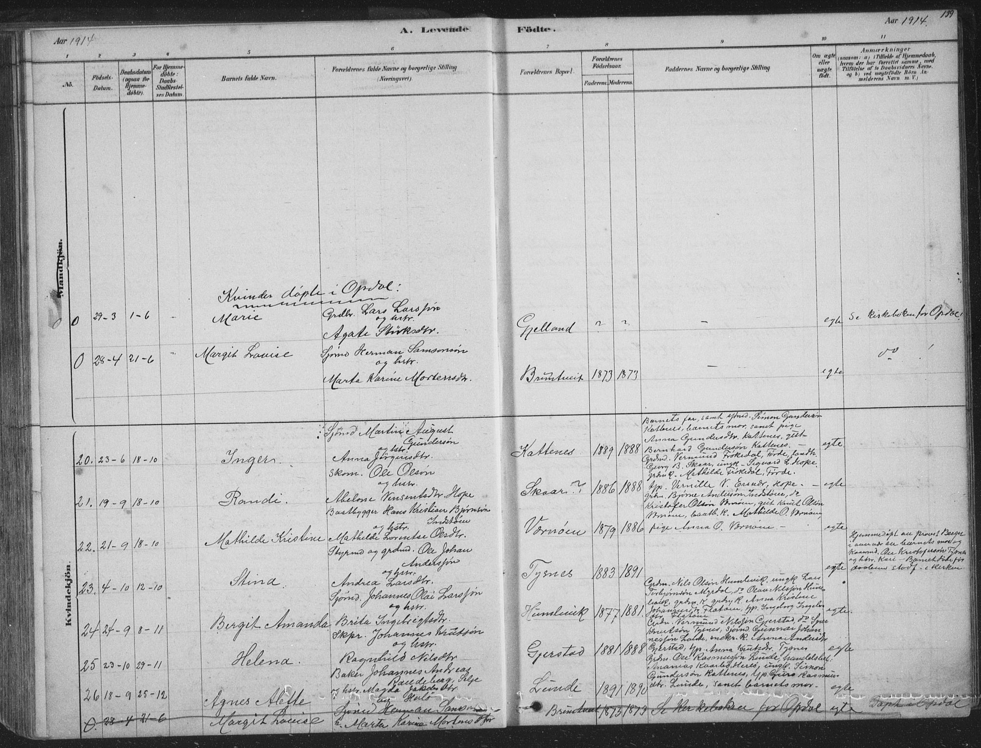 Tysnes sokneprestembete, AV/SAB-A-78601/H/Hab: Parish register (copy) no. B 2, 1878-1918, p. 139