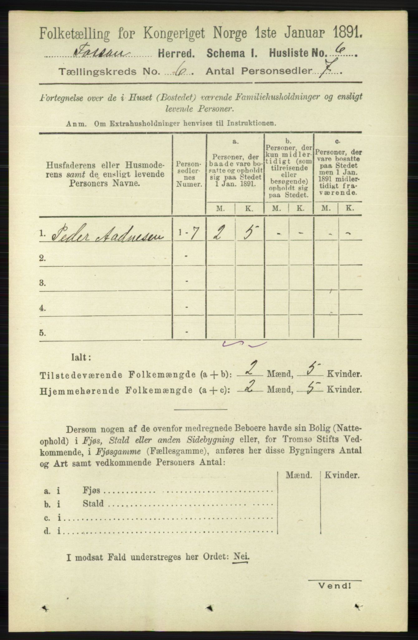 RA, 1891 census for 1129 Forsand, 1891, p. 905