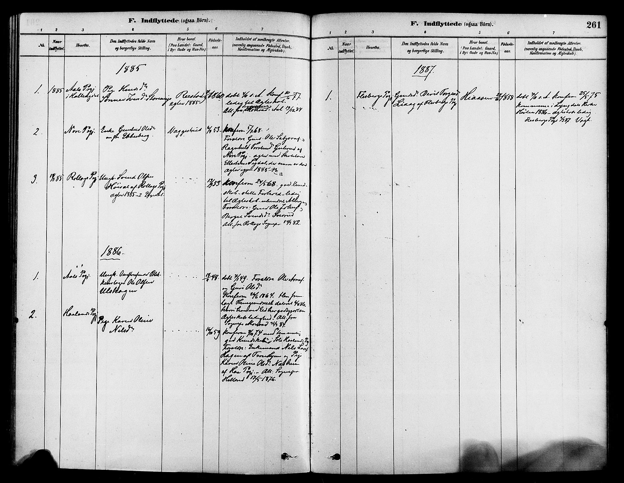 Sigdal kirkebøker, SAKO/A-245/F/Fa/L0011: Parish register (official) no. I 11, 1879-1887, p. 261