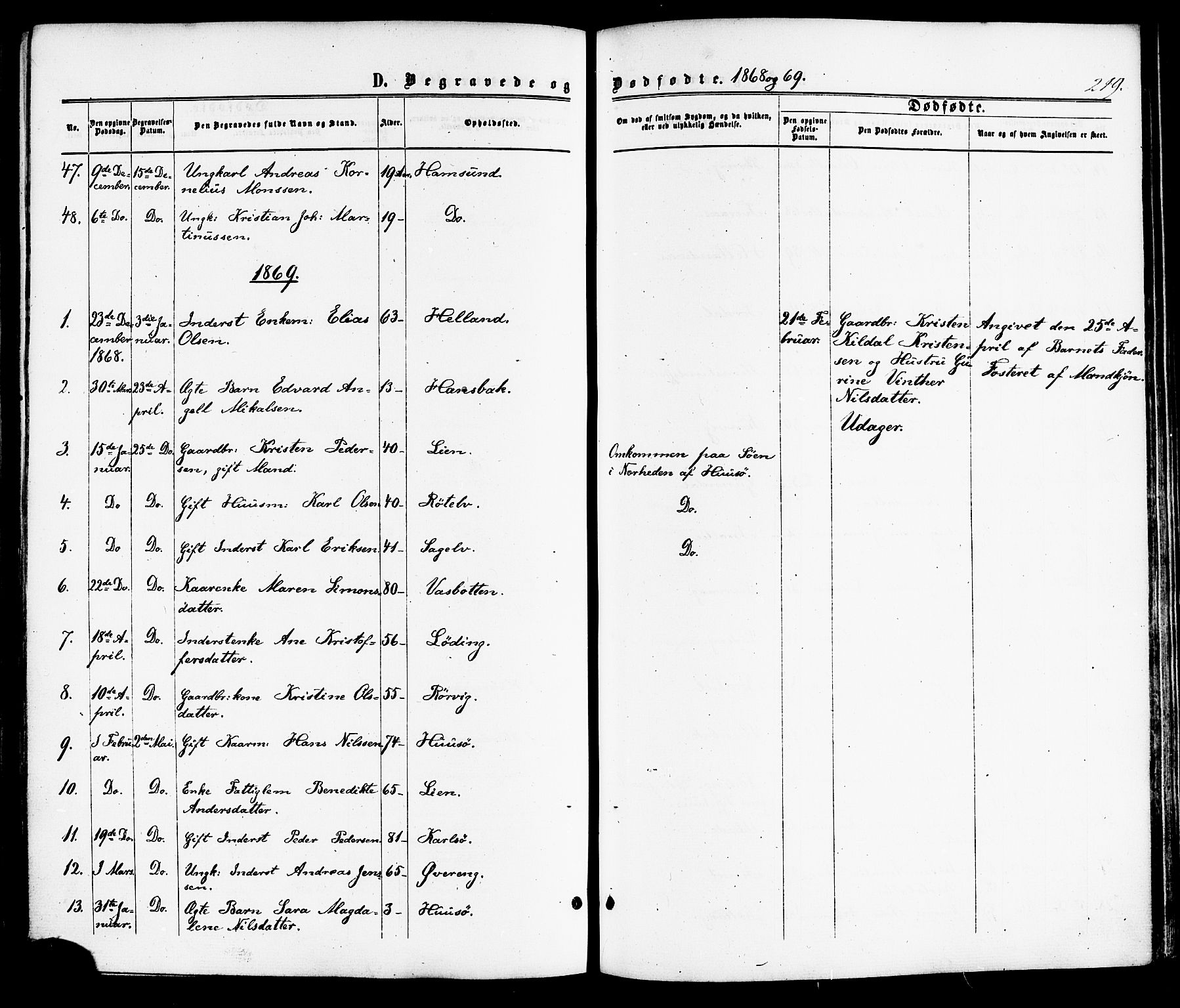 Ministerialprotokoller, klokkerbøker og fødselsregistre - Nordland, AV/SAT-A-1459/859/L0845: Parish register (official) no. 859A05, 1863-1877, p. 219