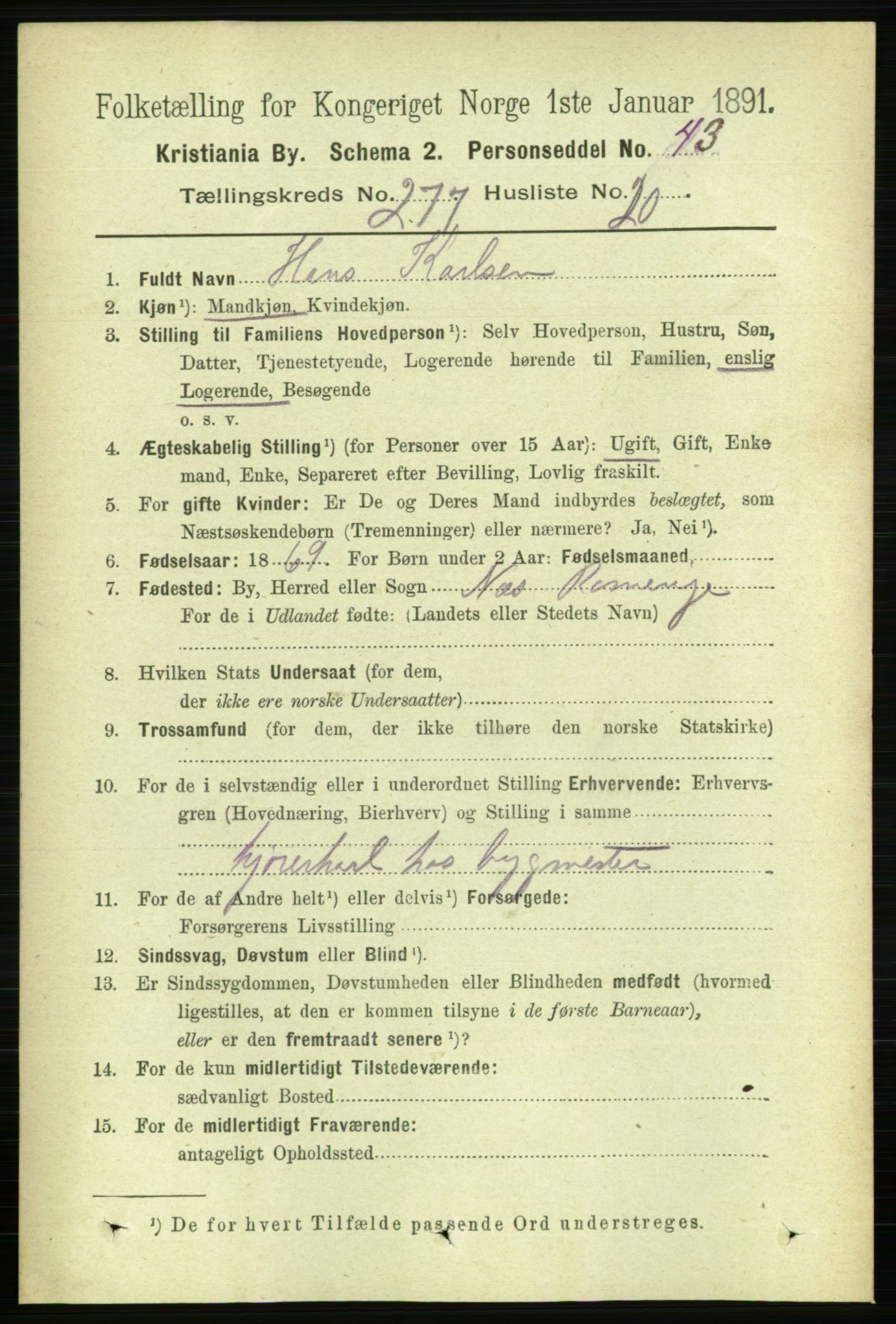 RA, 1891 census for 0301 Kristiania, 1891, p. 168533