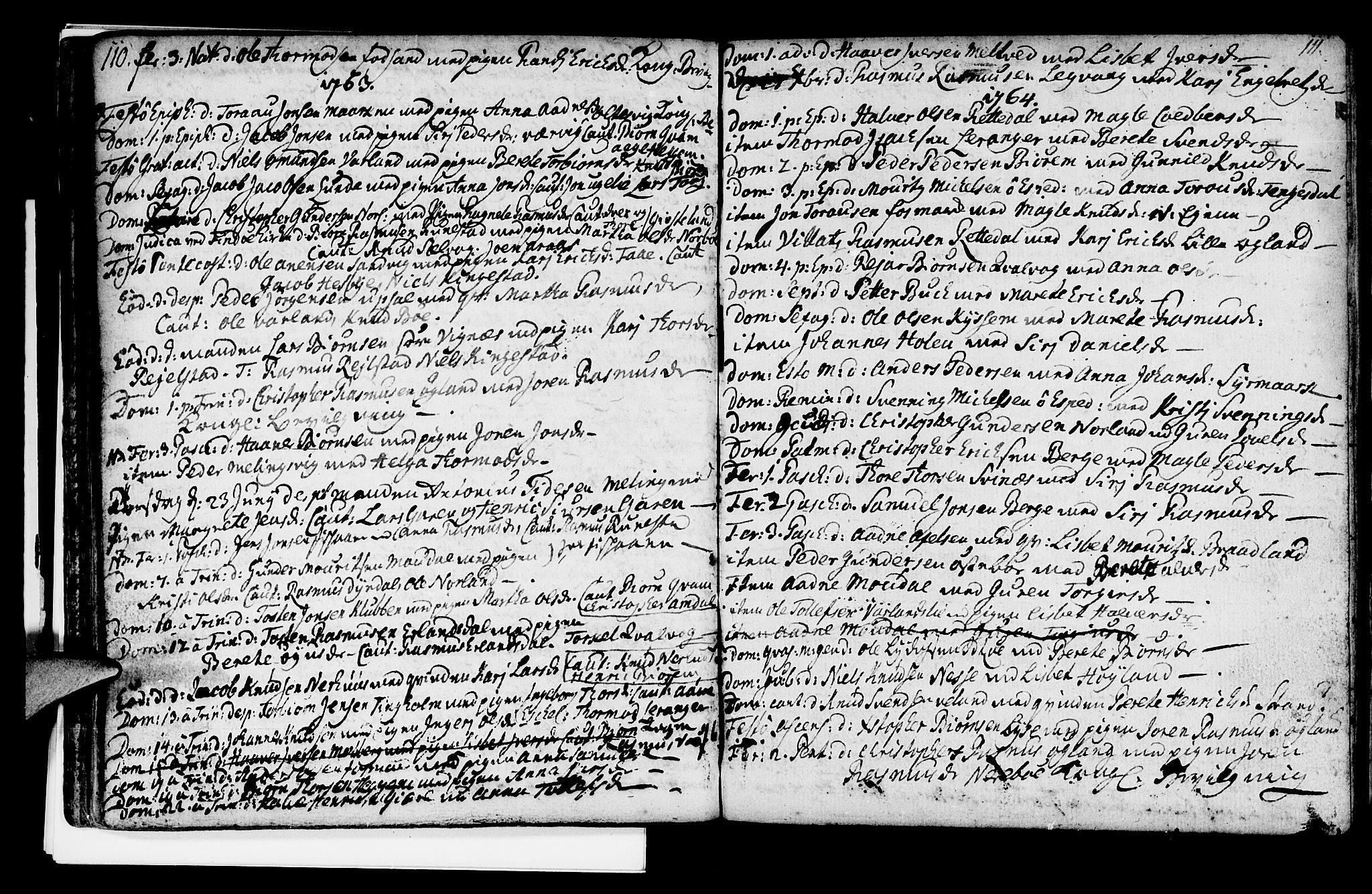 Strand sokneprestkontor, AV/SAST-A-101828/H/Ha/Haa/L0002: Parish register (official) no. A 2, 1744-1768, p. 110-111