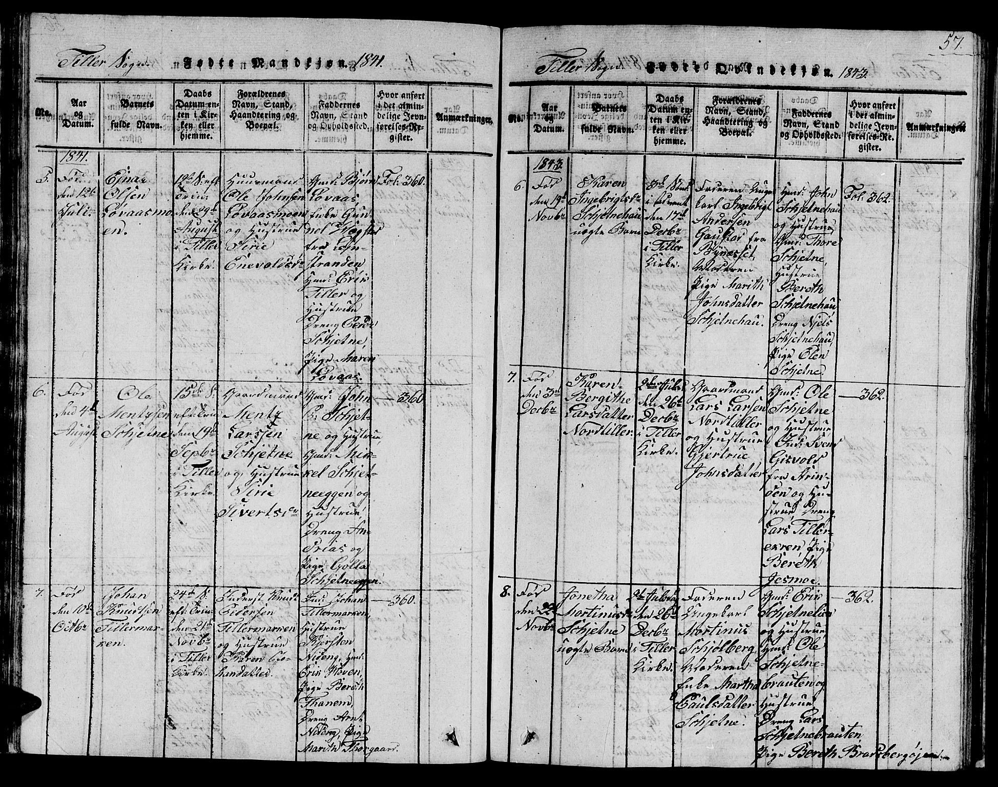Ministerialprotokoller, klokkerbøker og fødselsregistre - Sør-Trøndelag, SAT/A-1456/621/L0458: Parish register (copy) no. 621C01, 1816-1865, p. 57