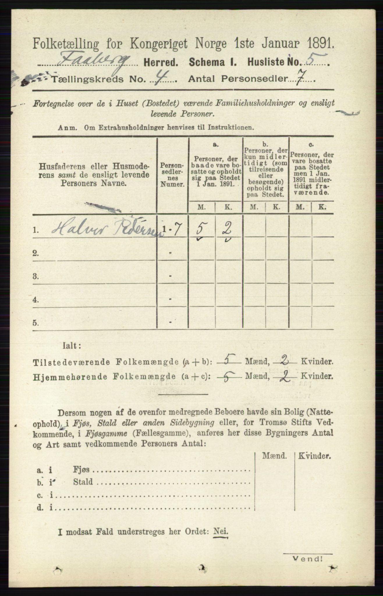 RA, 1891 census for 0524 Fåberg, 1891, p. 1170