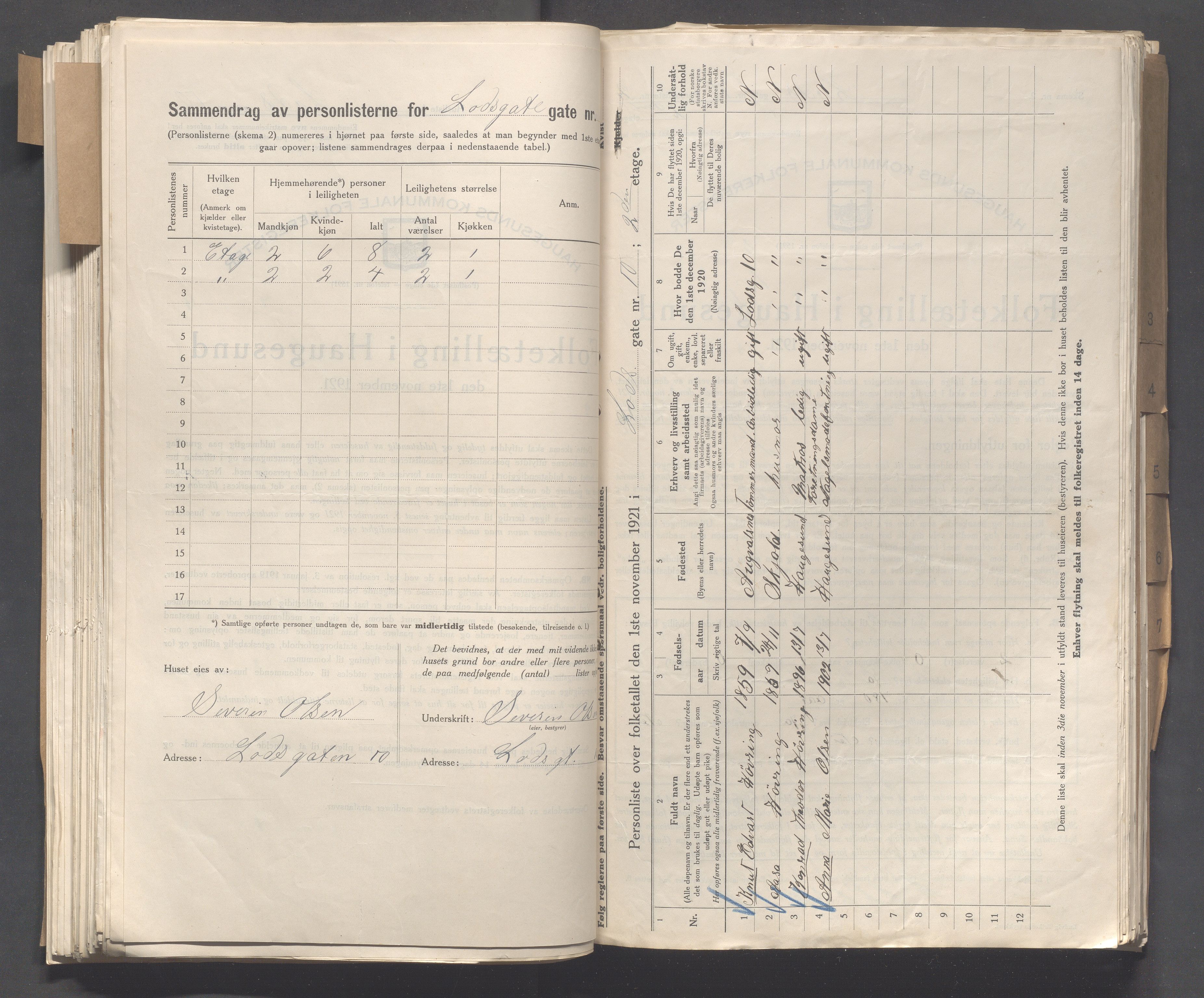 IKAR, Local census 1.11.1921 for Haugesund, 1921, p. 6385