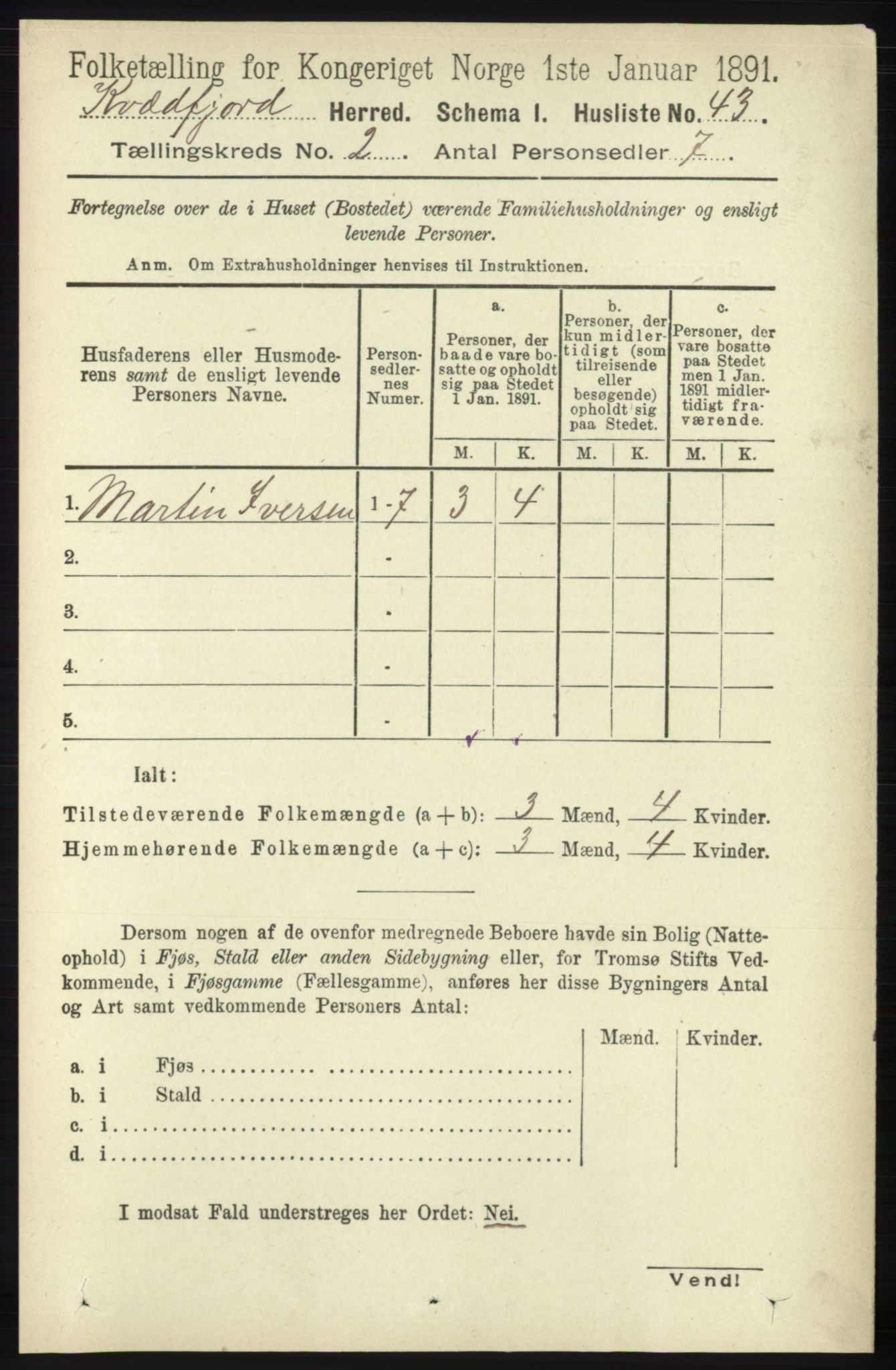 RA, 1891 census for 1911 Kvæfjord, 1891, p. 670